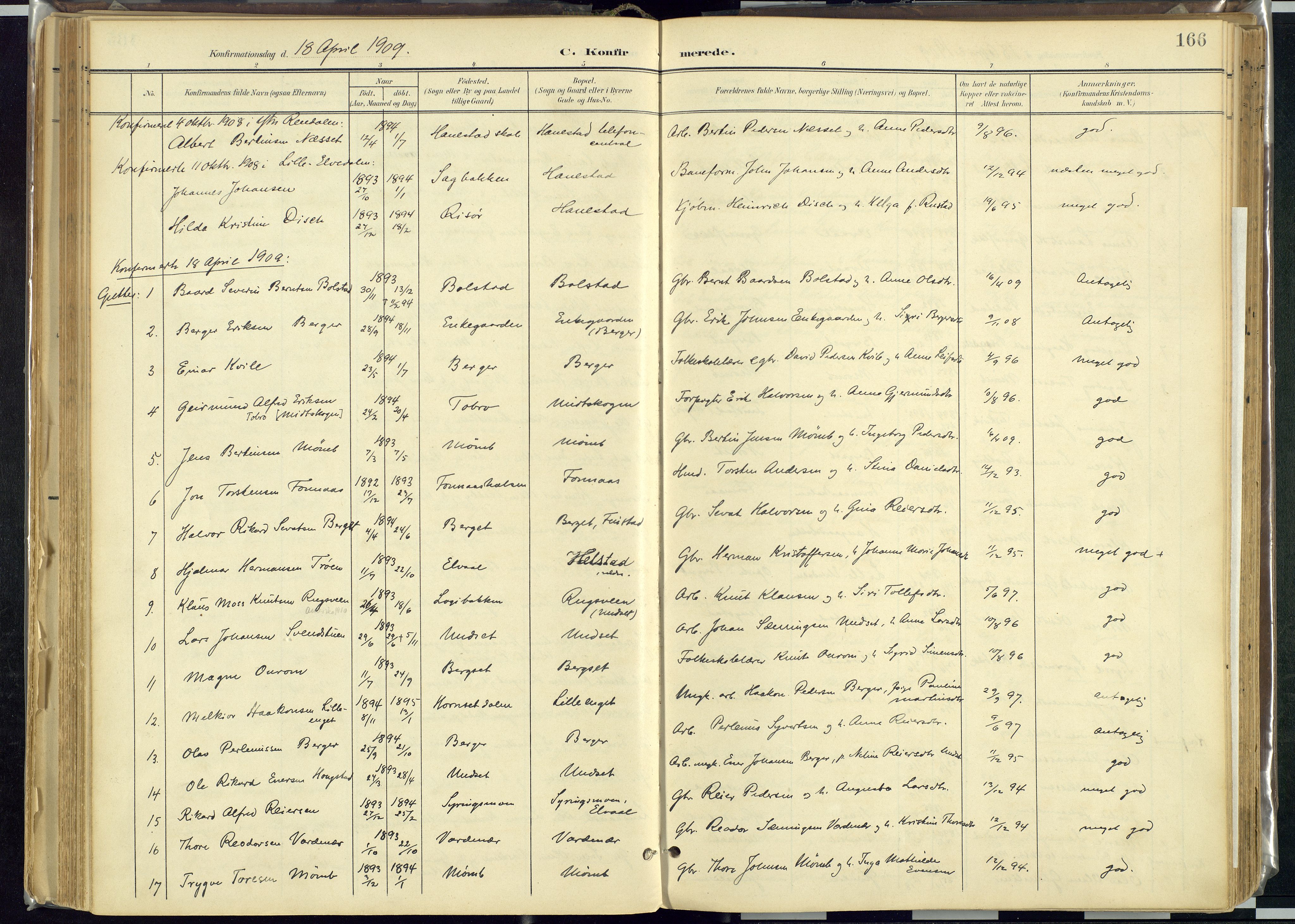 Rendalen prestekontor, SAH/PREST-054/H/Ha/Haa/L0012: Parish register (official) no. 12, 1901-1928, p. 166