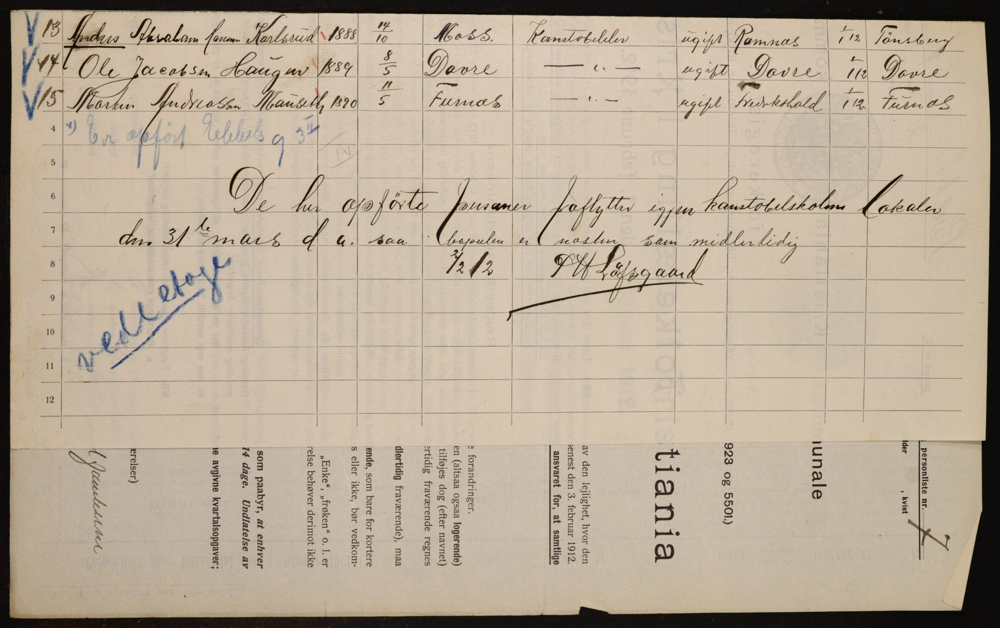 OBA, Municipal Census 1912 for Kristiania, 1912, p. 3363