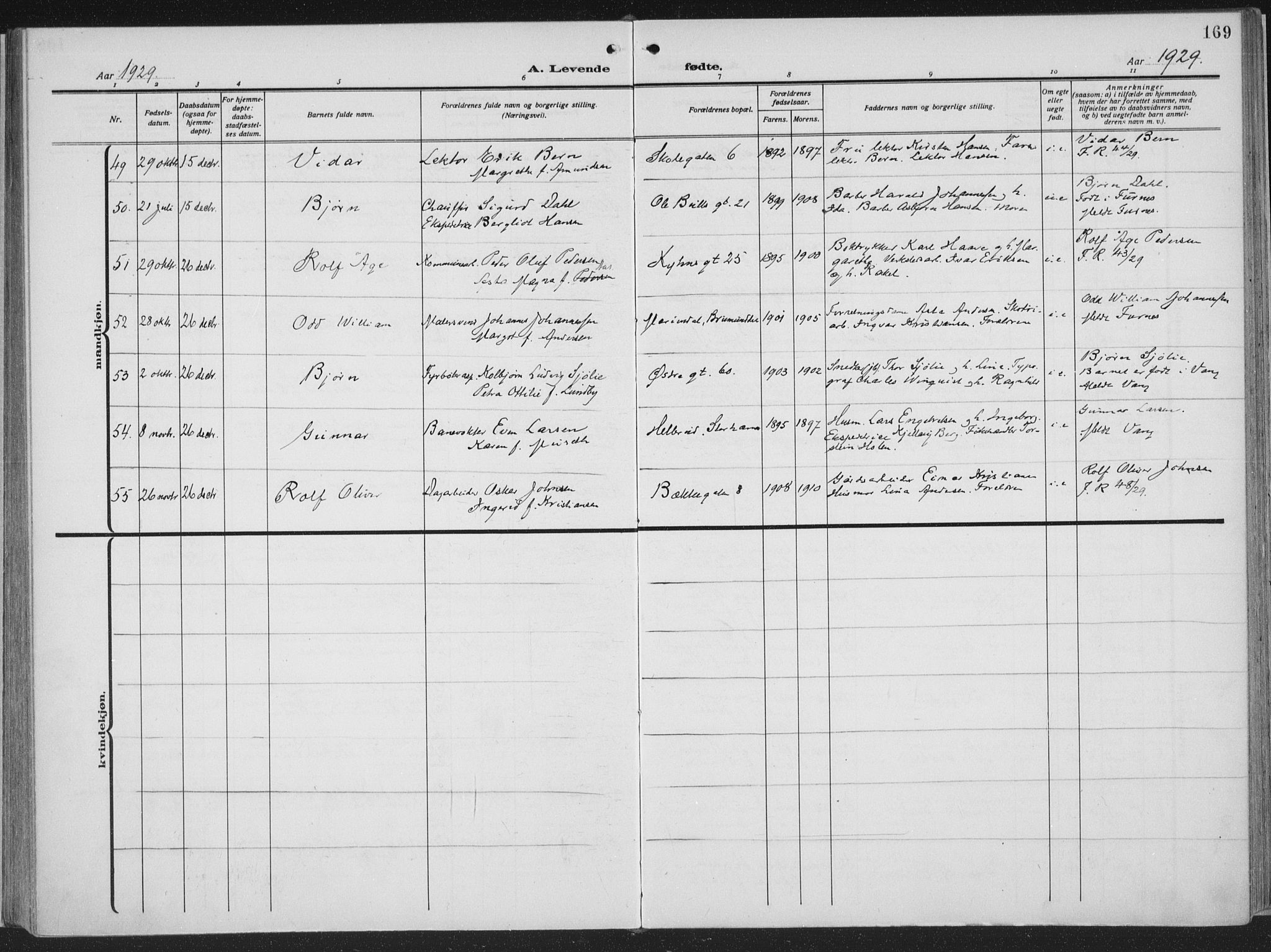 Hamar prestekontor, AV/SAH-DOMPH-002/H/Ha/Haa/L0002: Parish register (official) no. 2, 1915-1936, p. 169