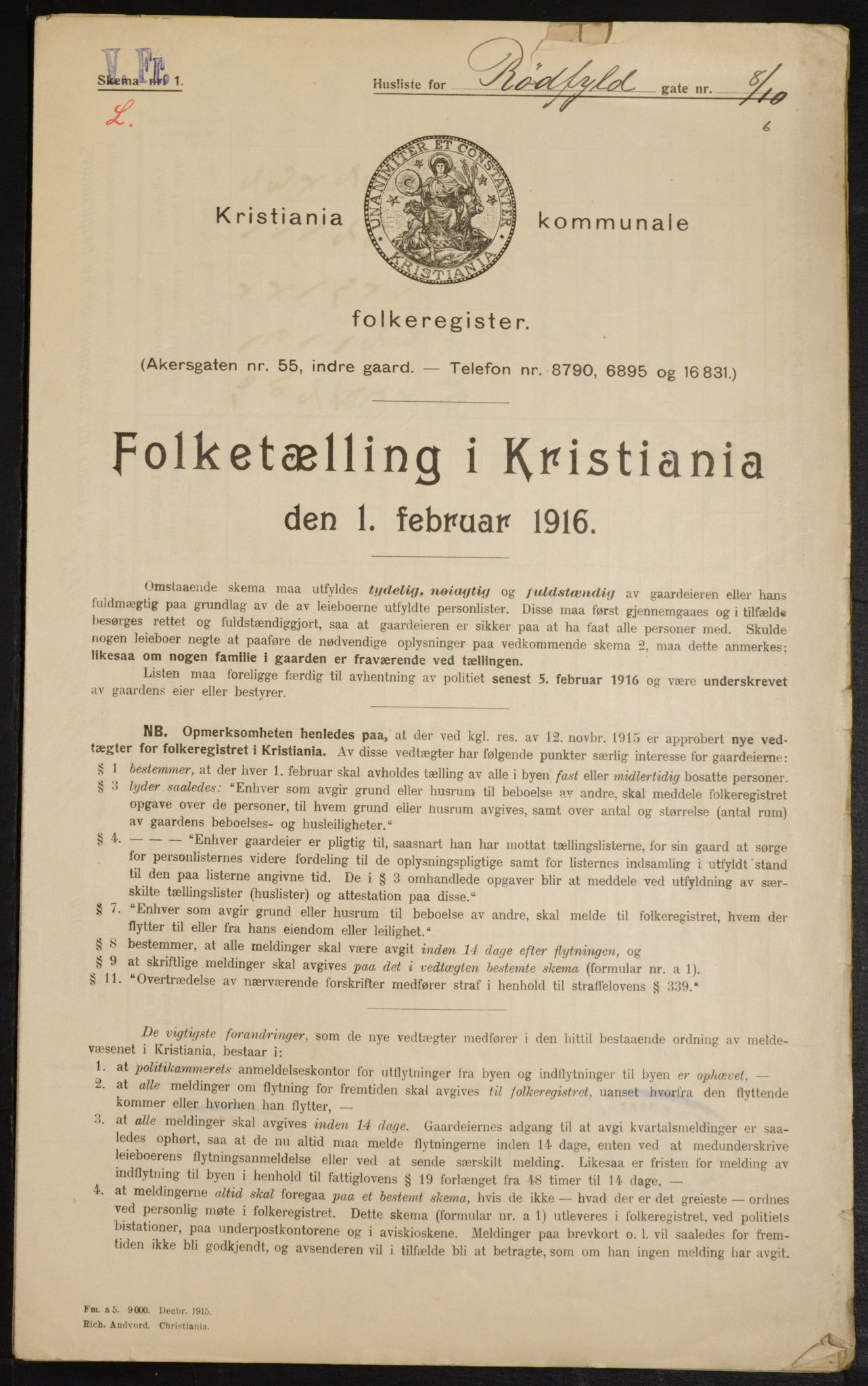 OBA, Municipal Census 1916 for Kristiania, 1916, p. 88118