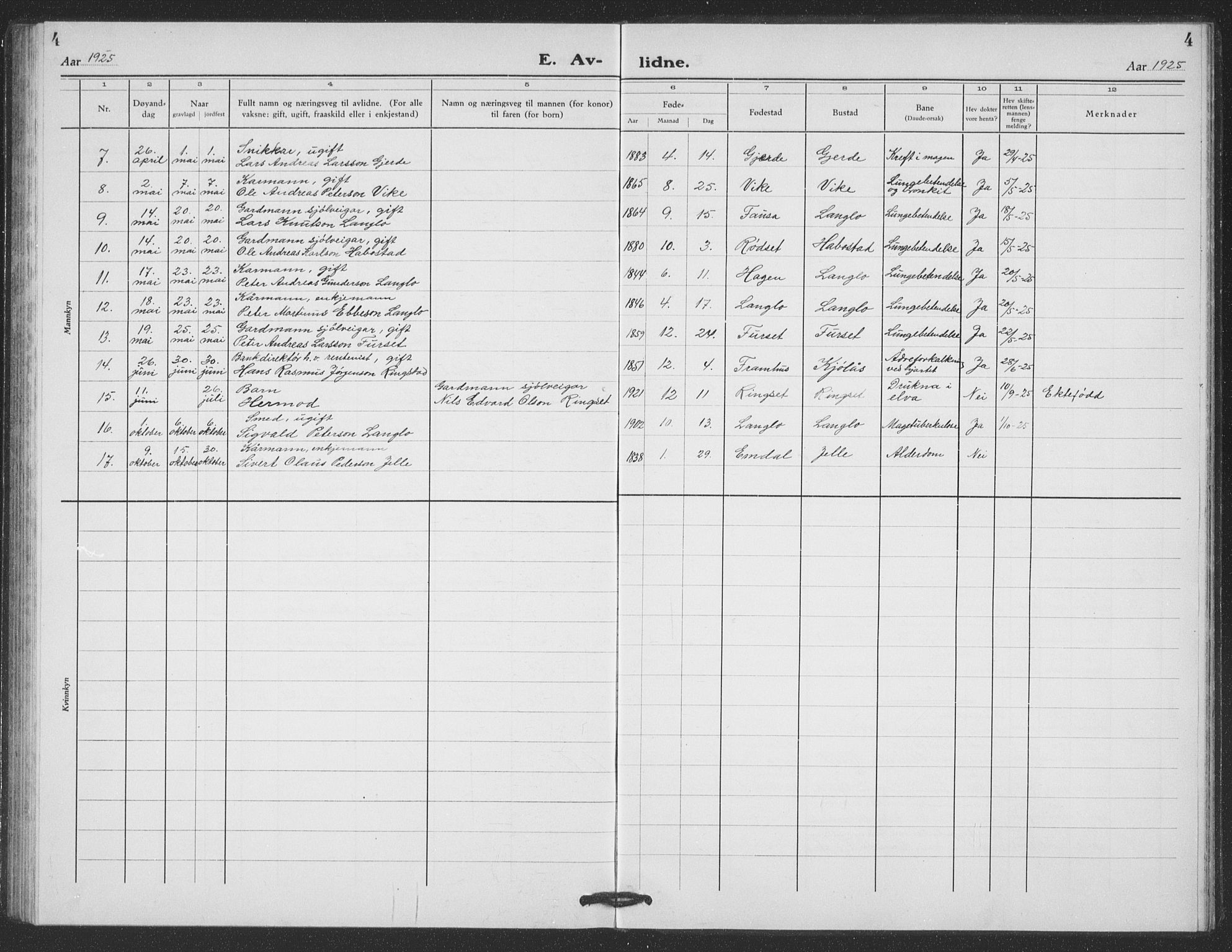 Ministerialprotokoller, klokkerbøker og fødselsregistre - Møre og Romsdal, SAT/A-1454/520/L0294: Parish register (copy) no. 520C06, 1923-1938, p. 4