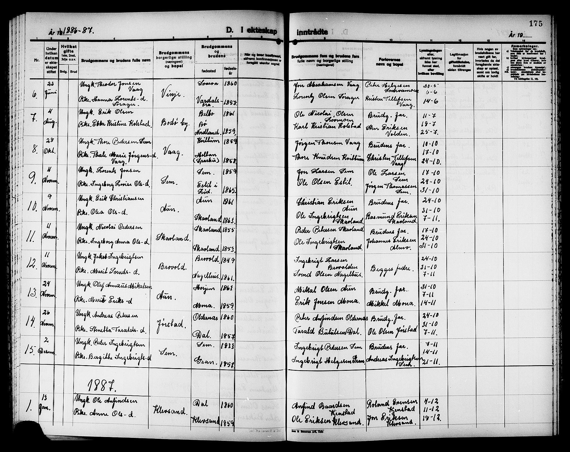 Ministerialprotokoller, klokkerbøker og fødselsregistre - Nord-Trøndelag, SAT/A-1458/749/L0486: Parish register (official) no. 749D02, 1873-1887, p. 175