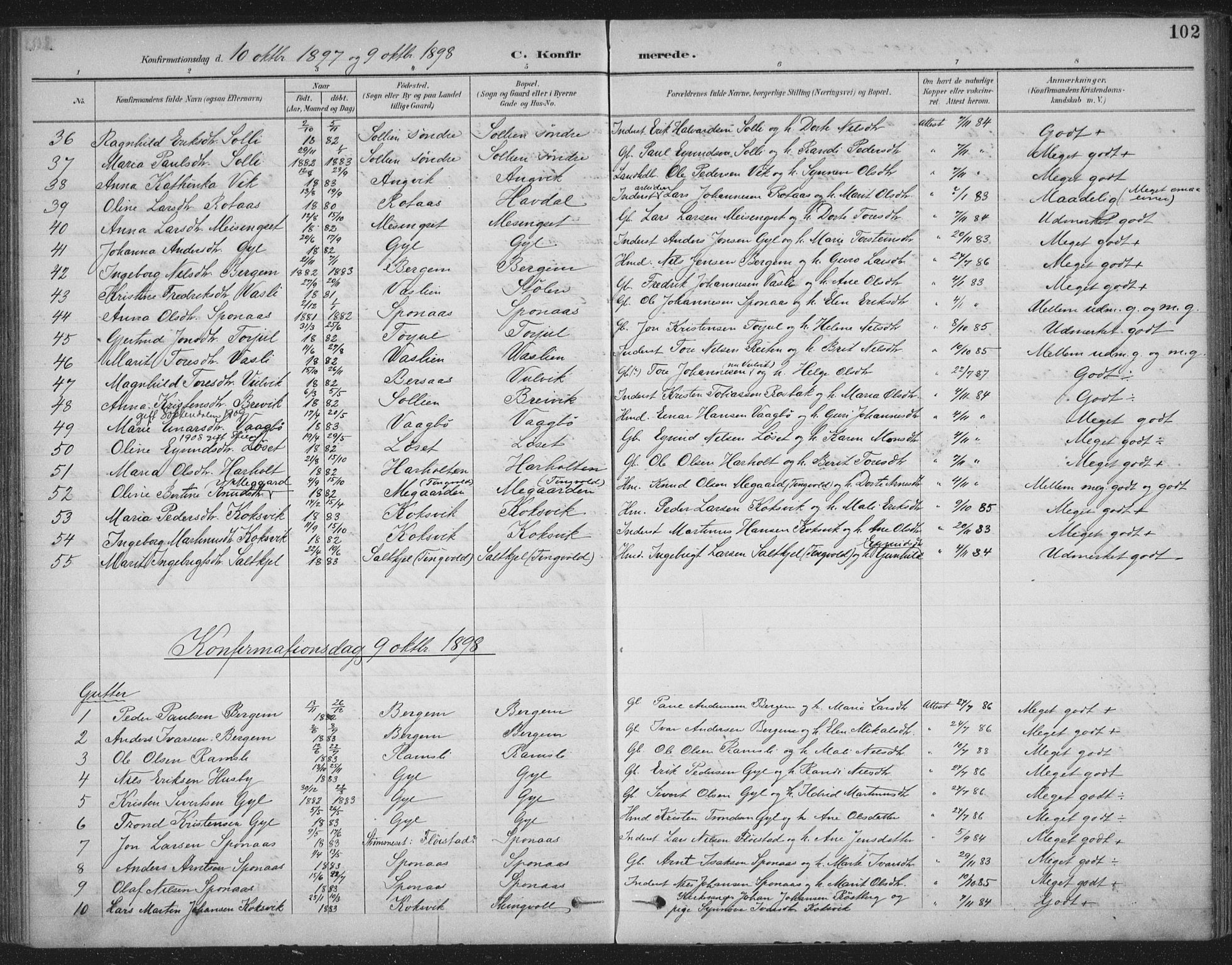 Ministerialprotokoller, klokkerbøker og fødselsregistre - Møre og Romsdal, AV/SAT-A-1454/586/L0988: Parish register (official) no. 586A14, 1893-1905, p. 102