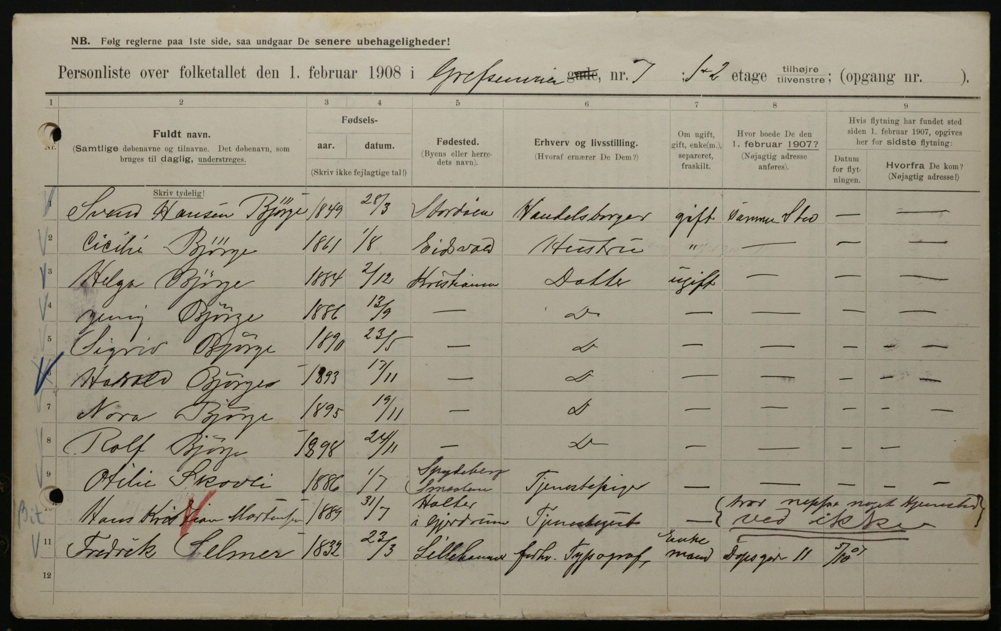 OBA, Municipal Census 1908 for Kristiania, 1908, p. 26587