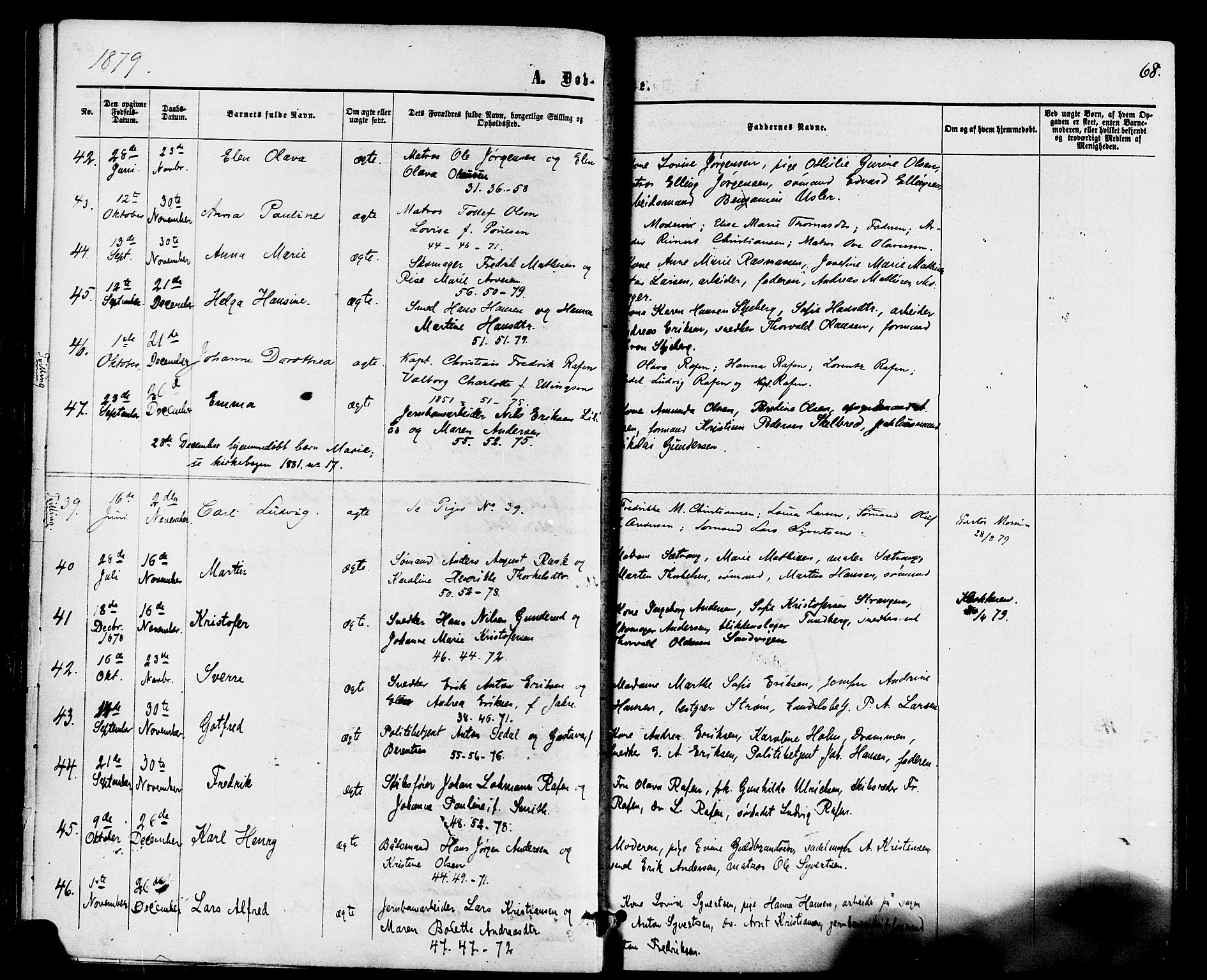 Holmestrand kirkebøker, SAKO/A-346/F/Fa/L0003: Parish register (official) no. 3, 1867-1879, p. 68
