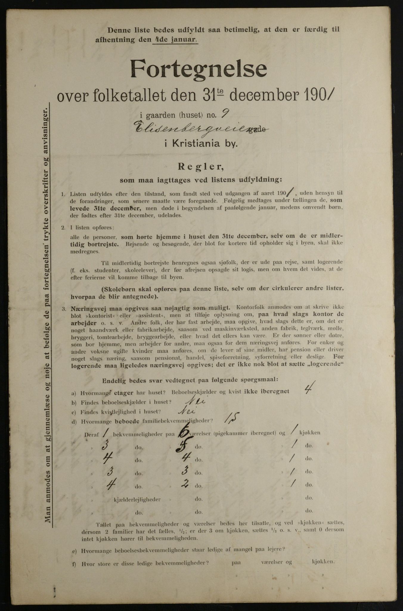 OBA, Municipal Census 1901 for Kristiania, 1901, p. 3264