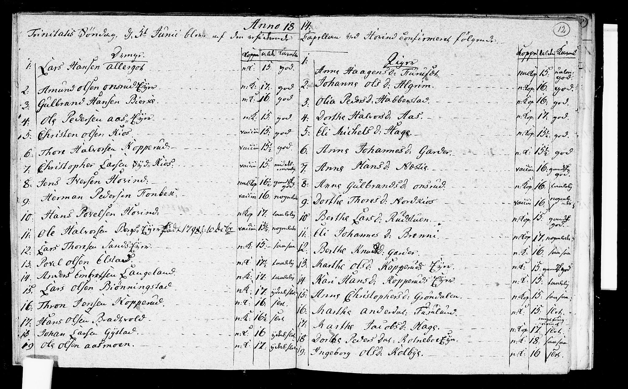 Ullensaker prestekontor Kirkebøker, SAO/A-10236a/F/Fa/L0009: Parish register (official) no. I 9, 1811-1816, p. 12