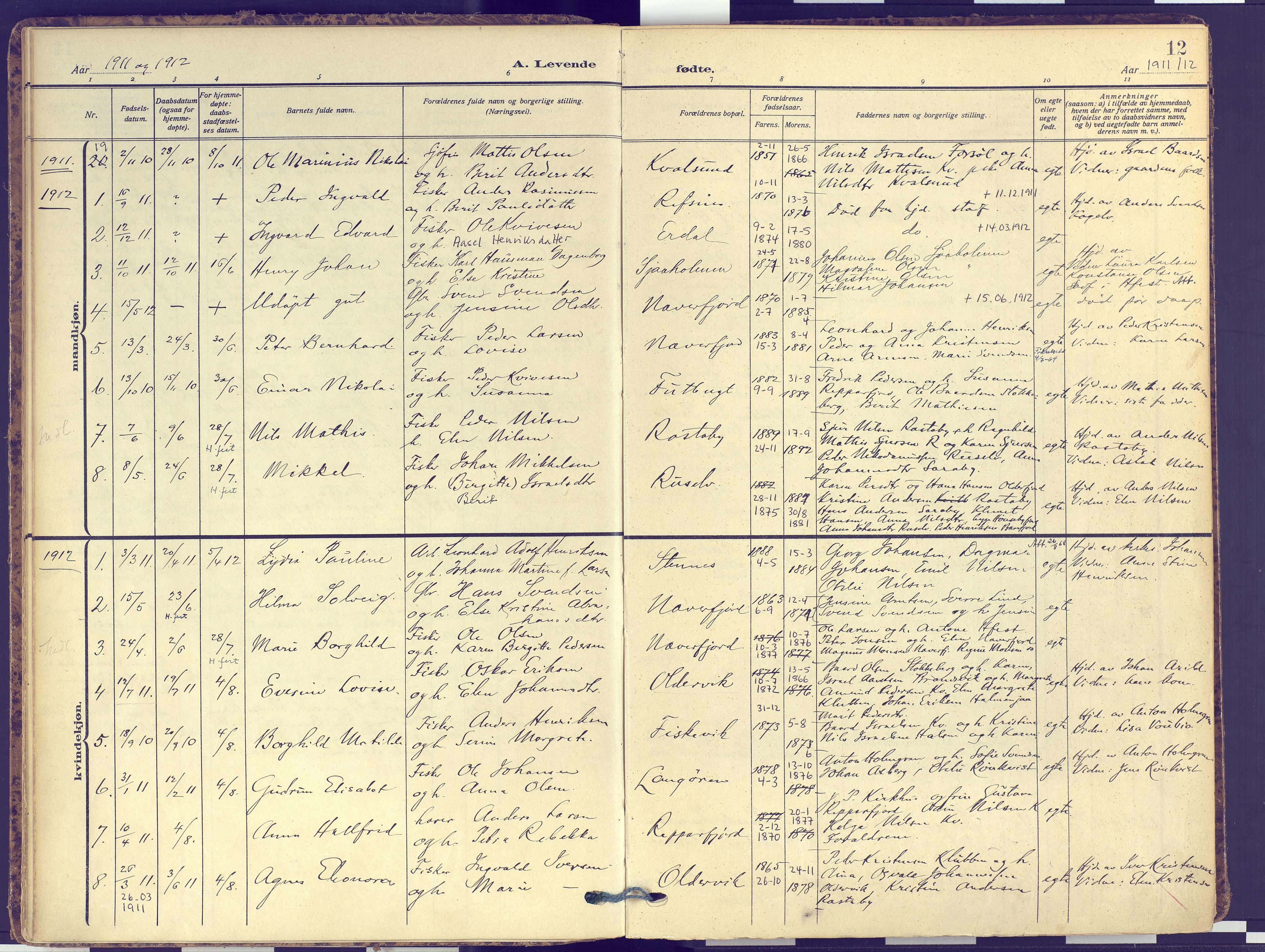 Hammerfest sokneprestkontor, SATØ/S-1347: Parish register (official) no. 16, 1908-1923, p. 12