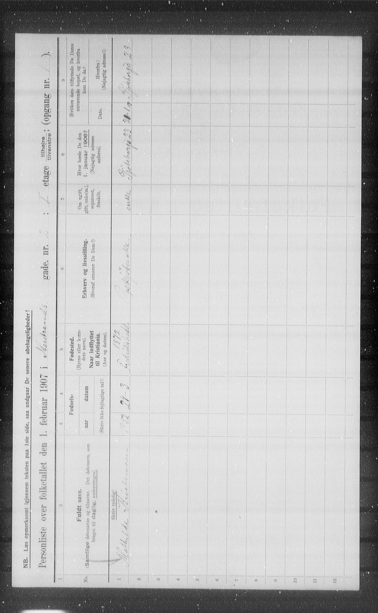 OBA, Municipal Census 1907 for Kristiania, 1907, p. 33027