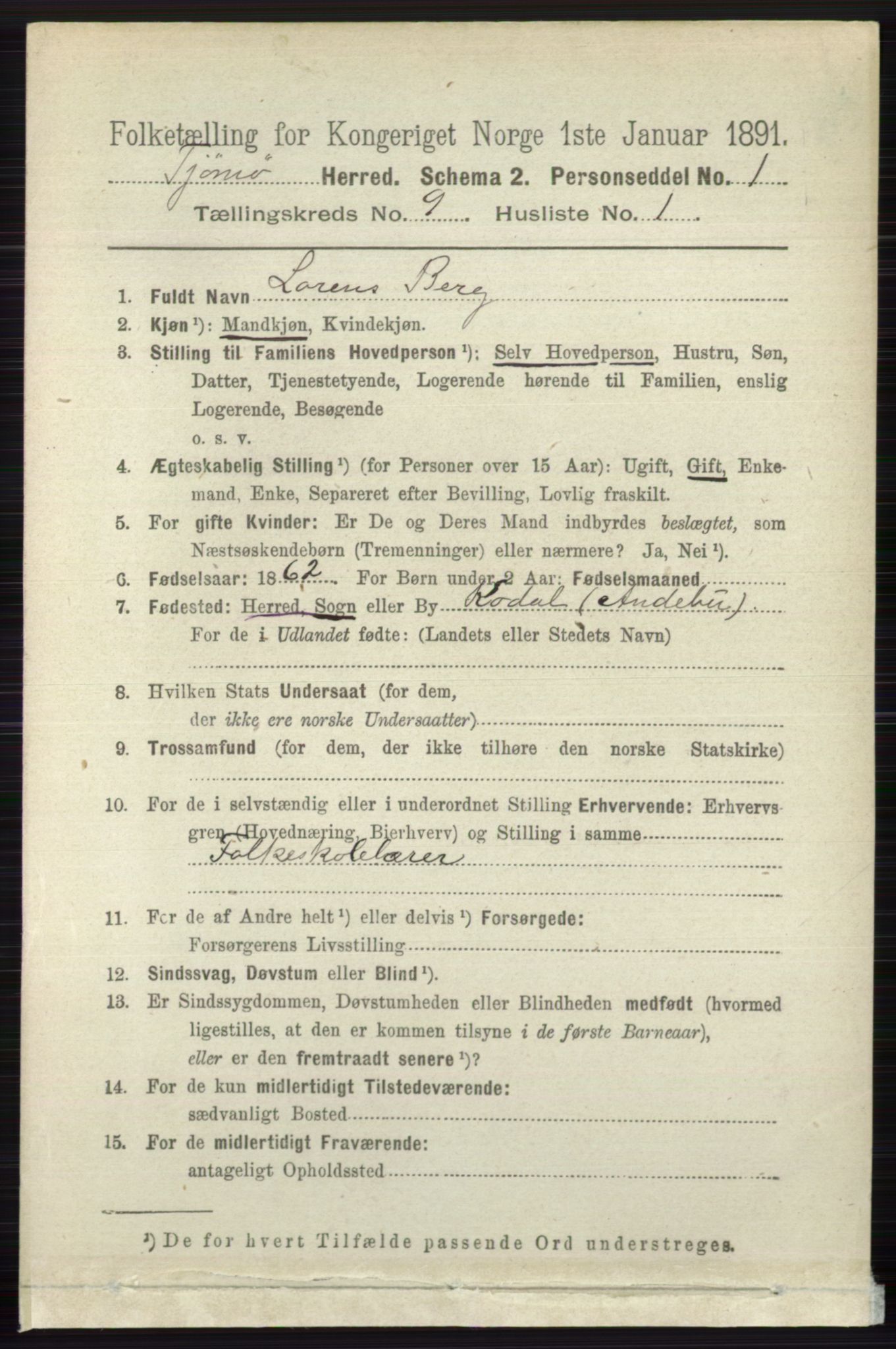 RA, 1891 census for 0723 Tjøme, 1891, p. 3260