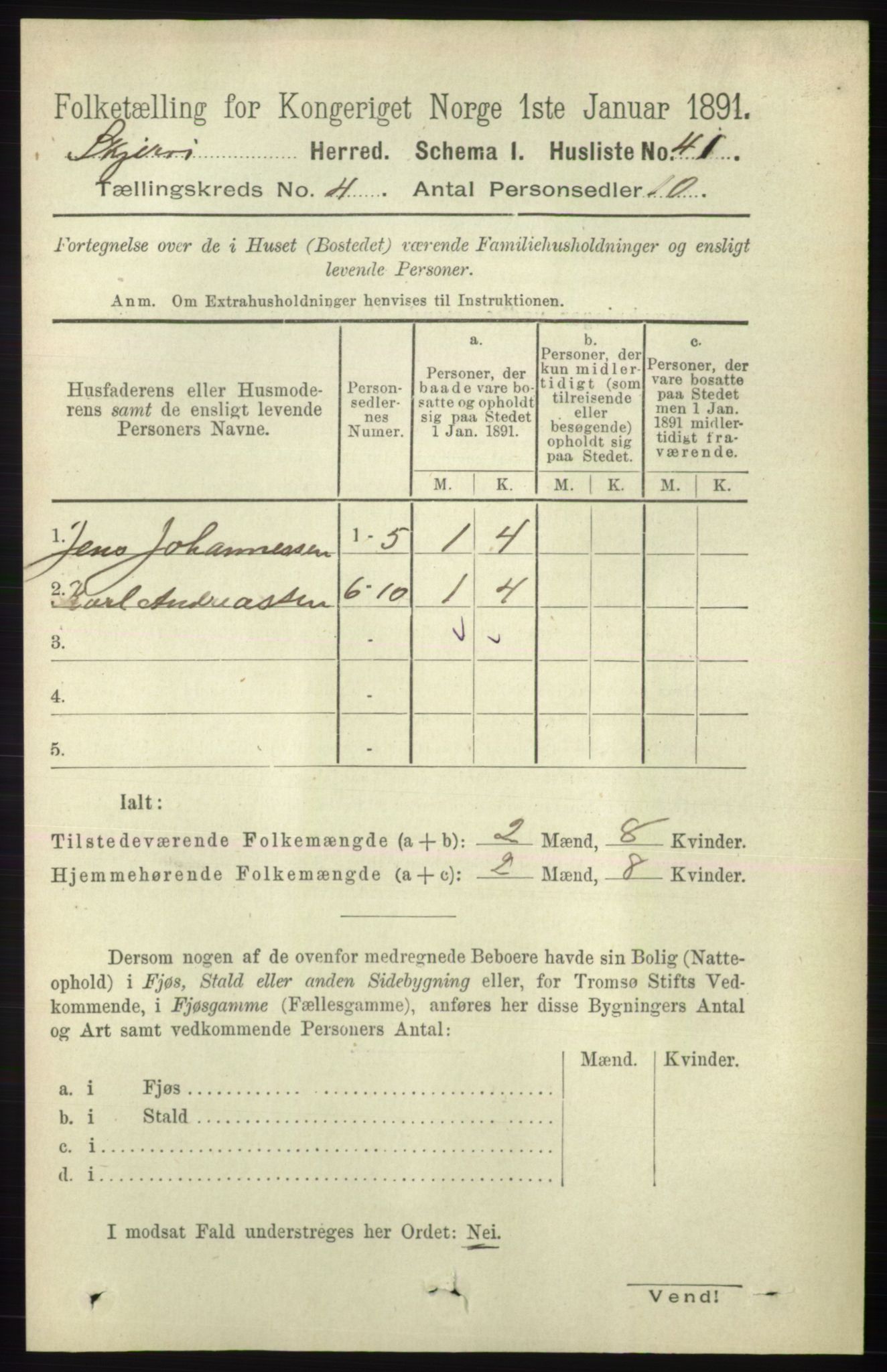 RA, 1891 census for 1941 Skjervøy, 1891, p. 2264
