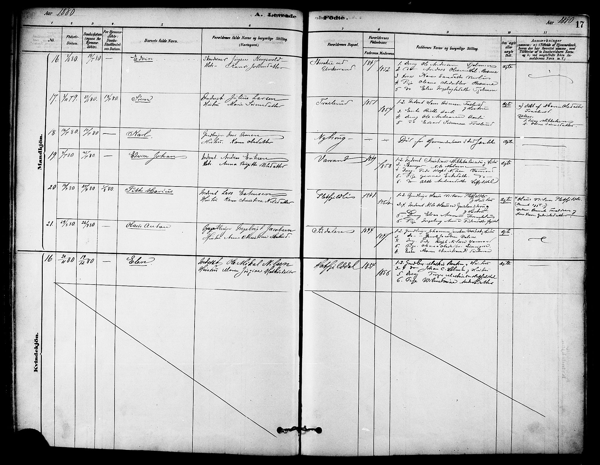 Ministerialprotokoller, klokkerbøker og fødselsregistre - Nordland, AV/SAT-A-1459/823/L0325: Parish register (official) no. 823A02, 1878-1898, p. 17