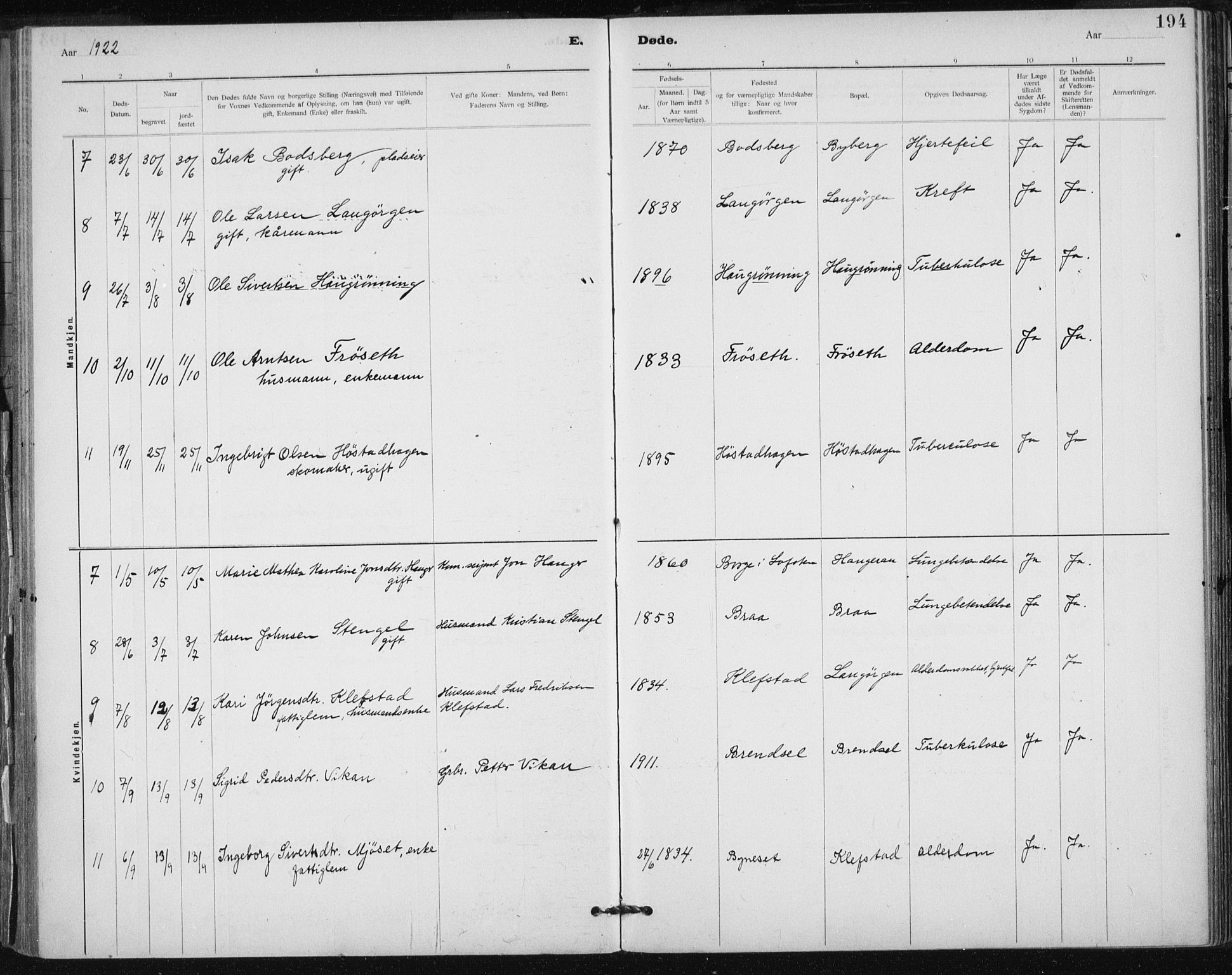 Ministerialprotokoller, klokkerbøker og fødselsregistre - Sør-Trøndelag, AV/SAT-A-1456/612/L0381: Parish register (official) no. 612A13, 1907-1923, p. 194