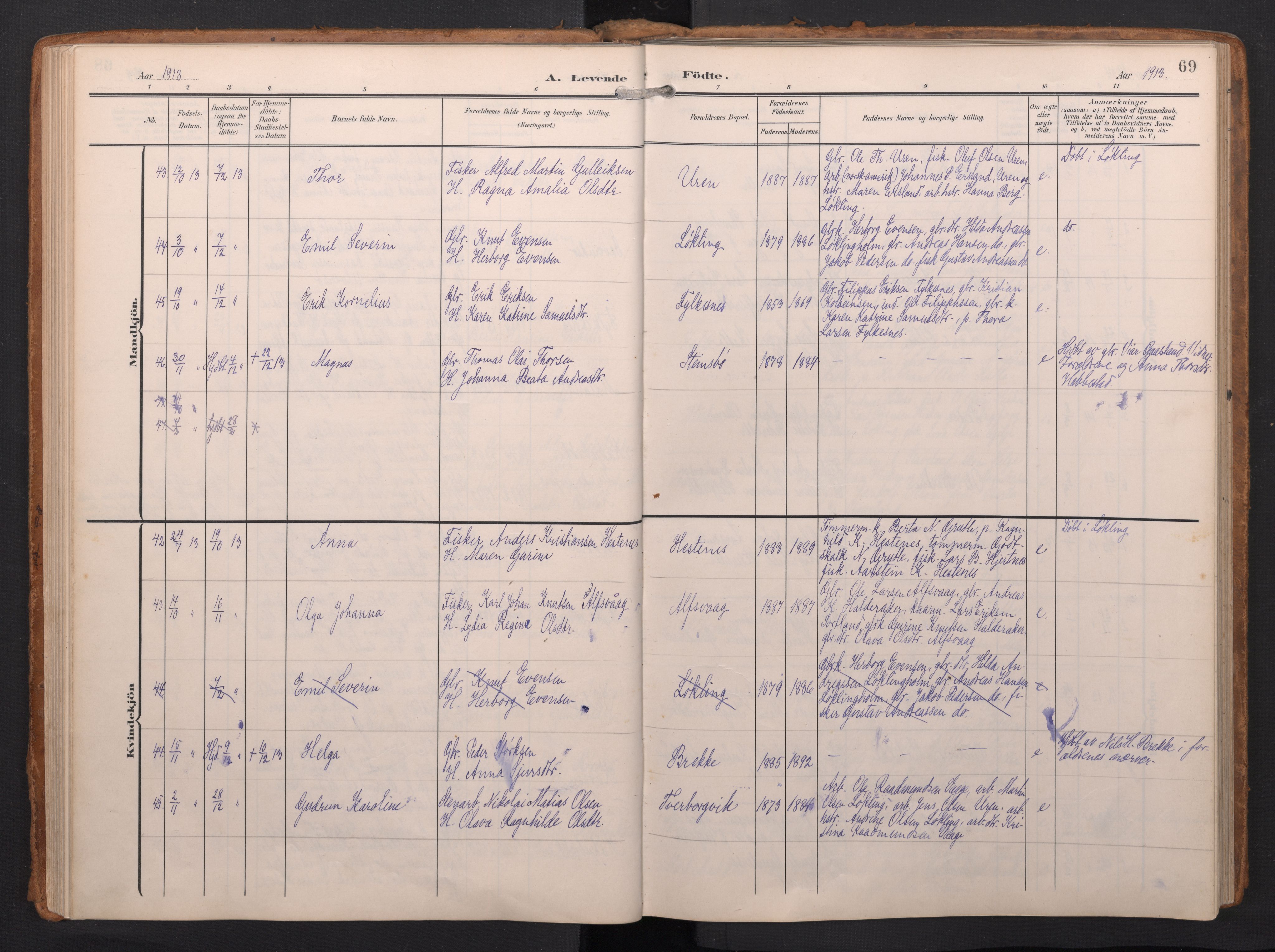 Finnås sokneprestembete, AV/SAB-A-99925/H/Ha/Haa/Haac/L0003: Parish register (official) no. C 3, 1905-1917, p. 69