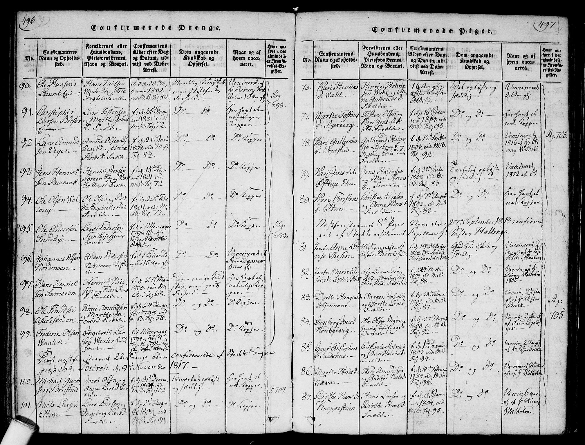 Nannestad prestekontor Kirkebøker, AV/SAO-A-10414a/F/Fa/L0009: Parish register (official) no. I 9, 1815-1840, p. 496-497