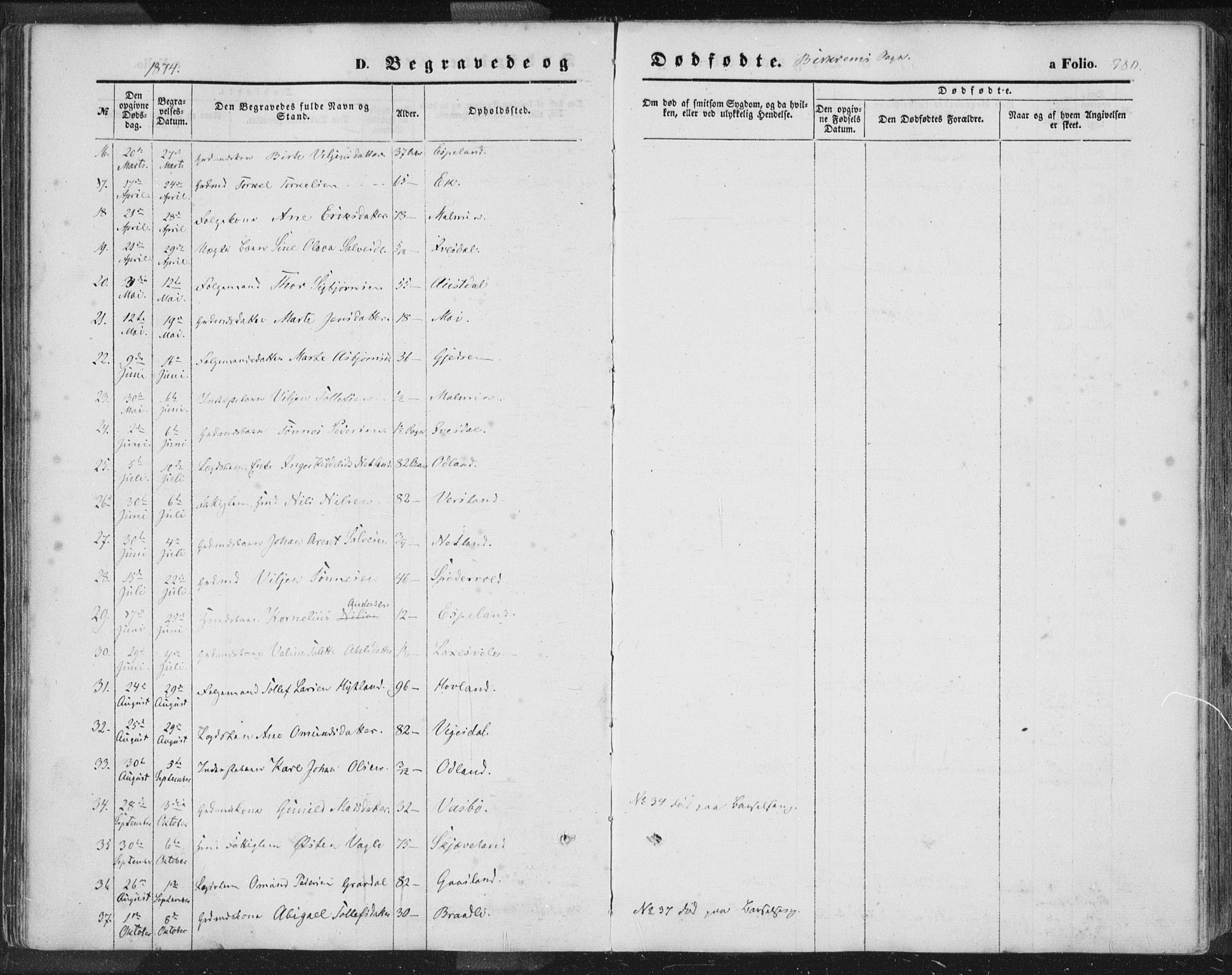 Helleland sokneprestkontor, AV/SAST-A-101810: Parish register (official) no. A 7.2, 1863-1886, p. 380