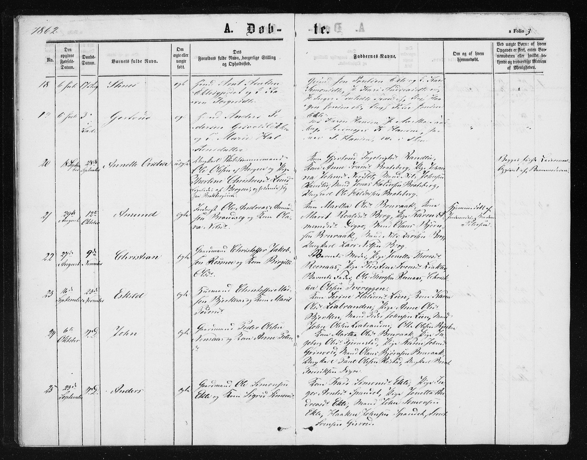 Ministerialprotokoller, klokkerbøker og fødselsregistre - Sør-Trøndelag, SAT/A-1456/608/L0333: Parish register (official) no. 608A02, 1862-1876, p. 3