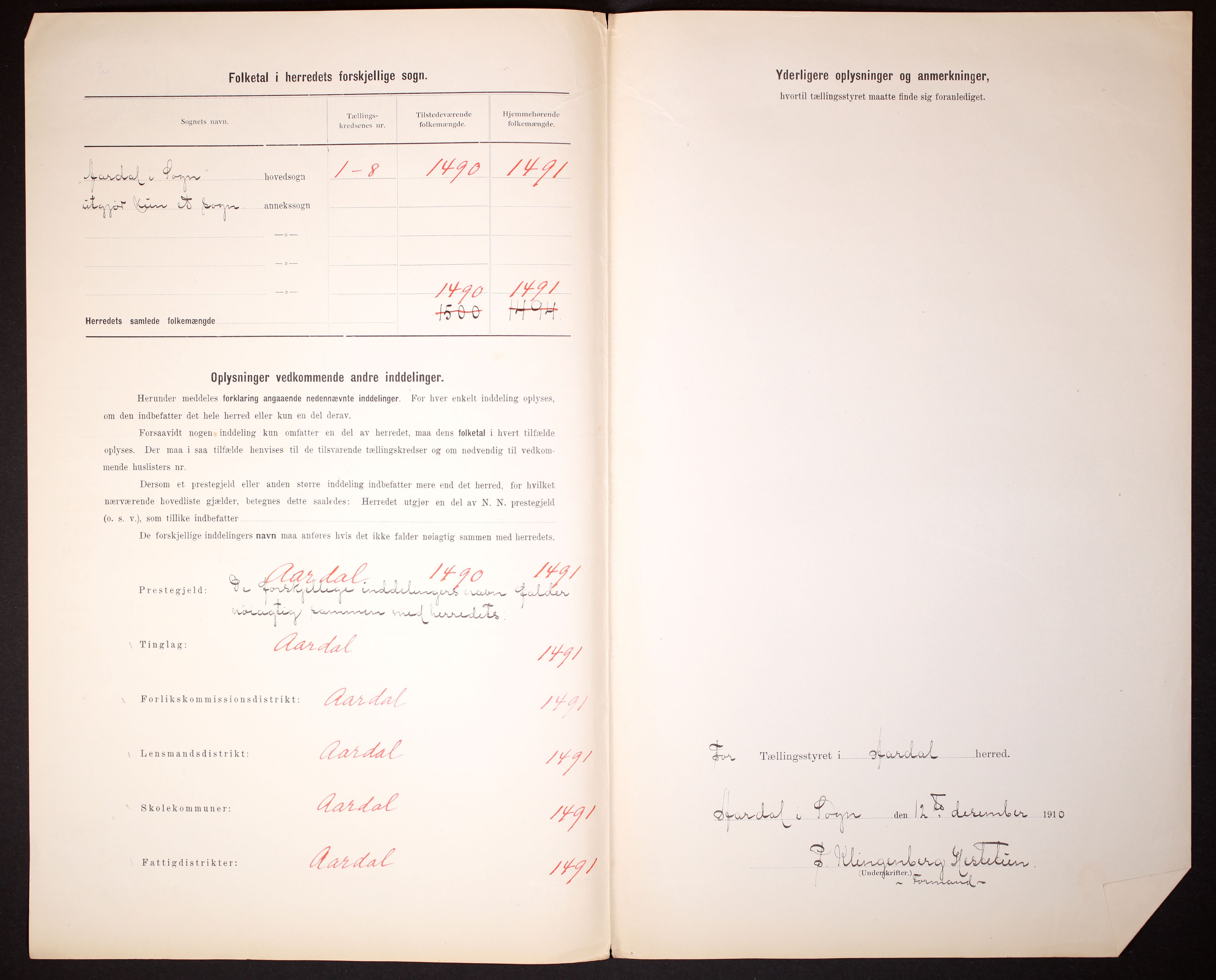 RA, 1910 census for Årdal, 1910, p. 3