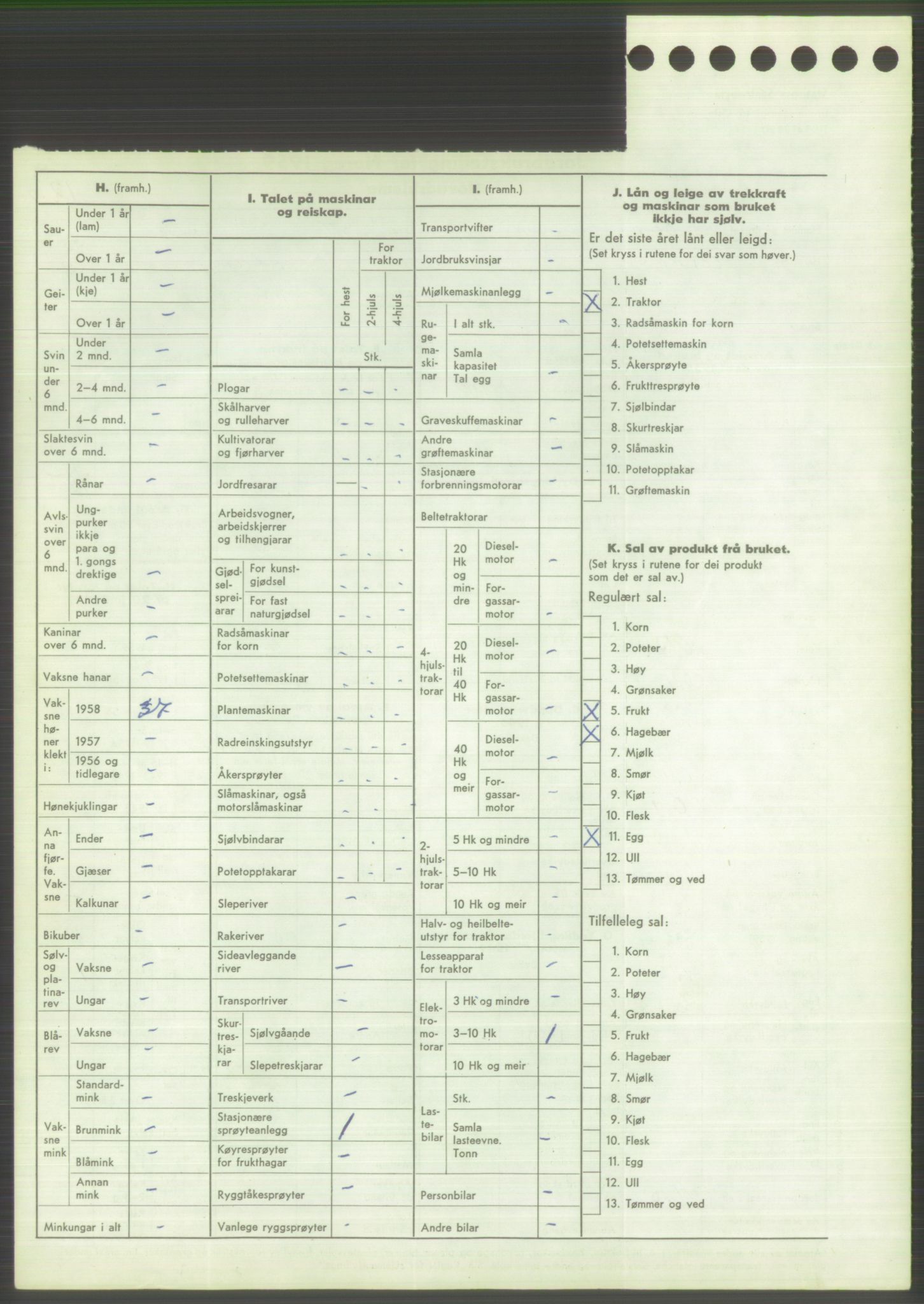 Statistisk sentralbyrå, Næringsøkonomiske emner, Jordbruk, skogbruk, jakt, fiske og fangst, AV/RA-S-2234/G/Gd/L0373: Rogaland: 1130 Strand (kl. 1-2), 1131 Årdal og 1132 Fister, 1959, p. 794