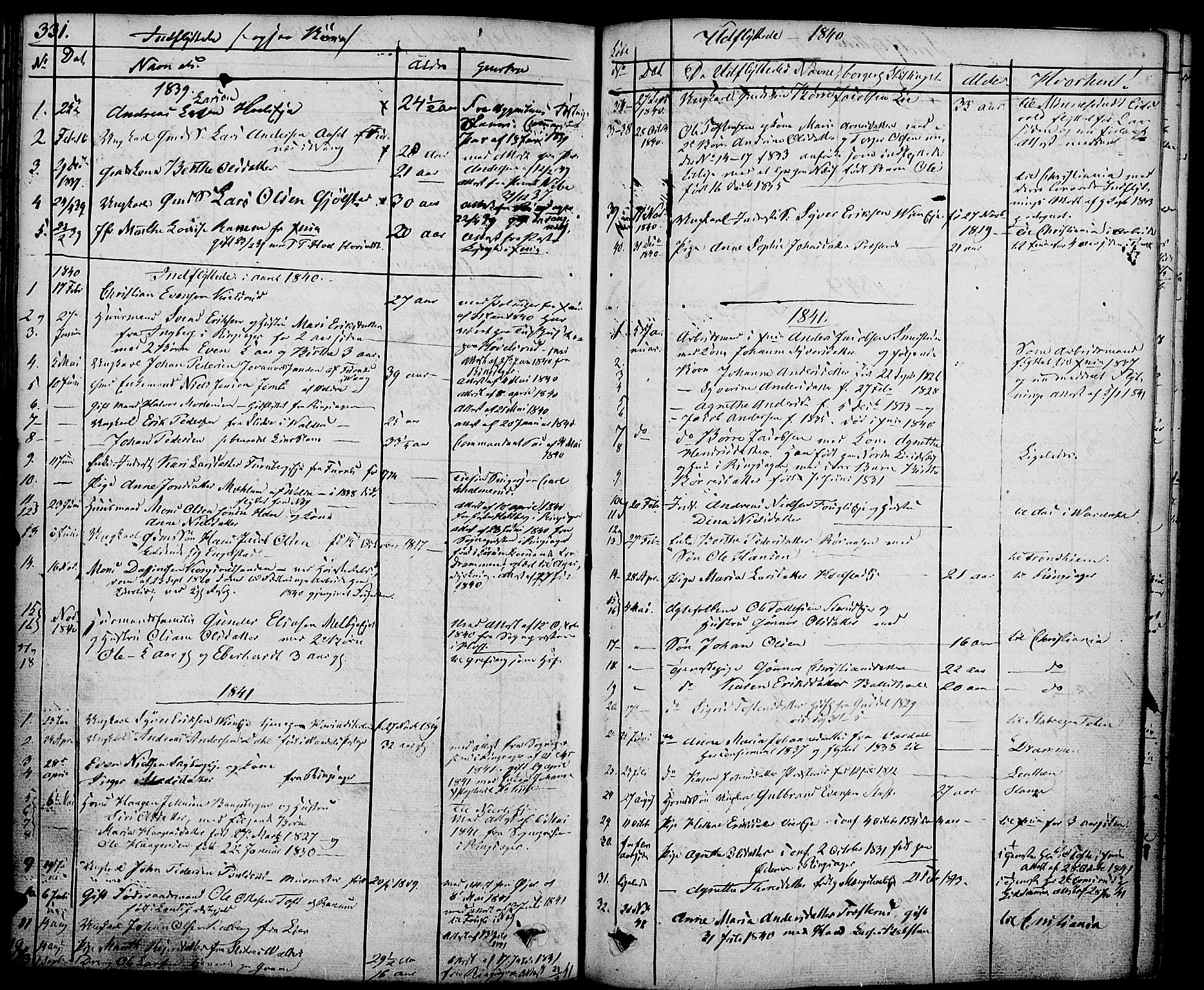 Nes prestekontor, Hedmark, SAH/PREST-020/K/Ka/L0003: Parish register (official) no. 3, 1827-1851, p. 331