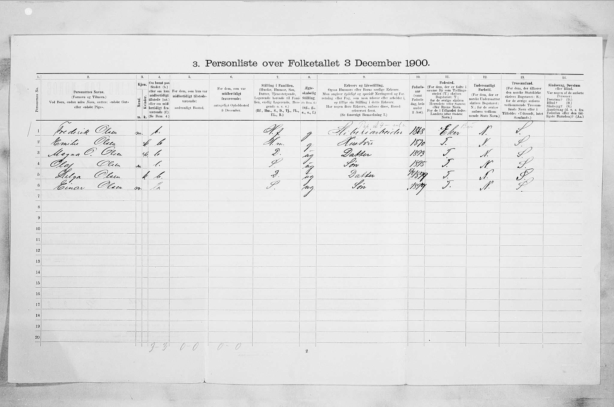 RA, 1900 census for Kongsberg, 1900, p. 1493