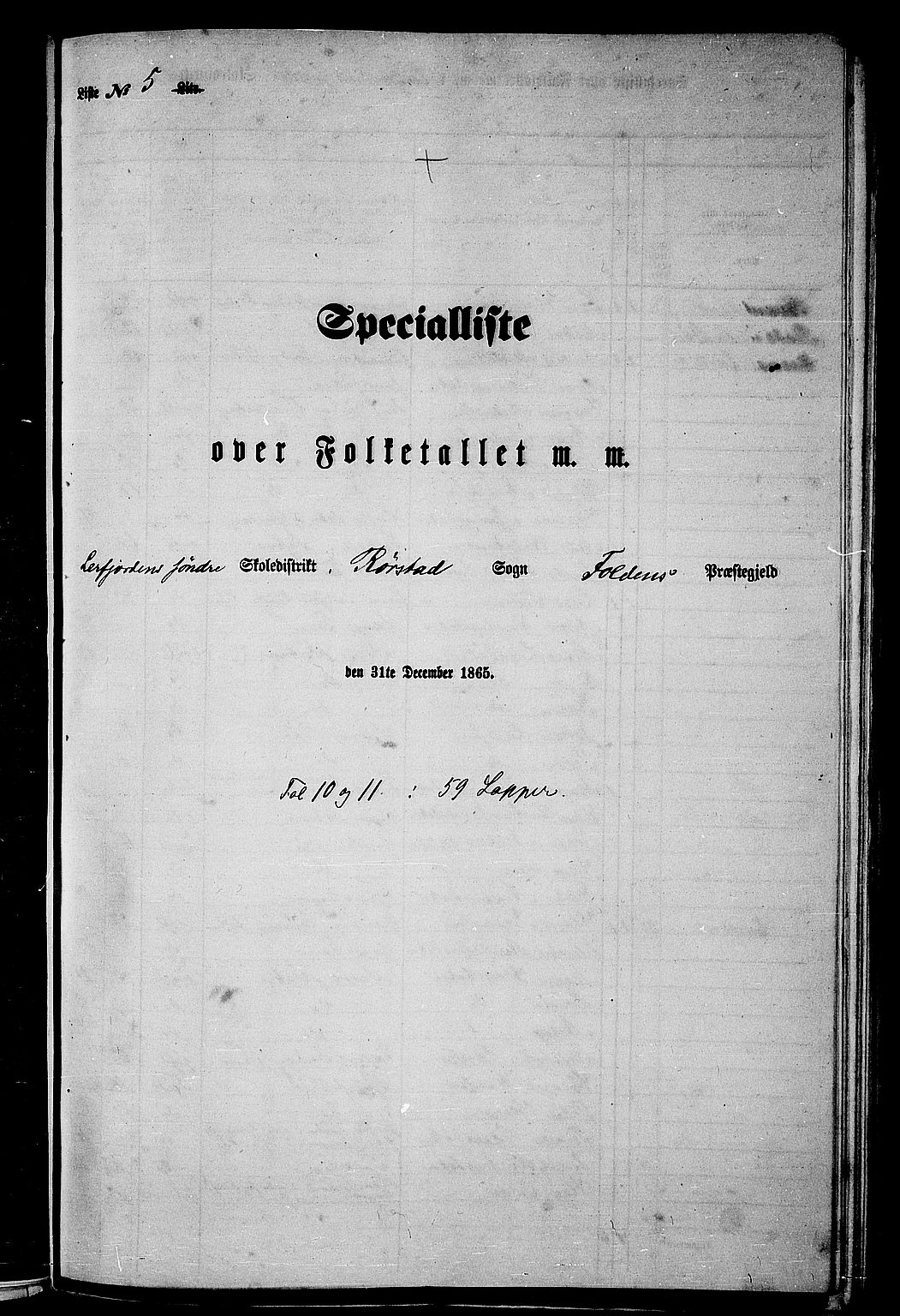 RA, 1865 census for Folda, 1865, p. 62