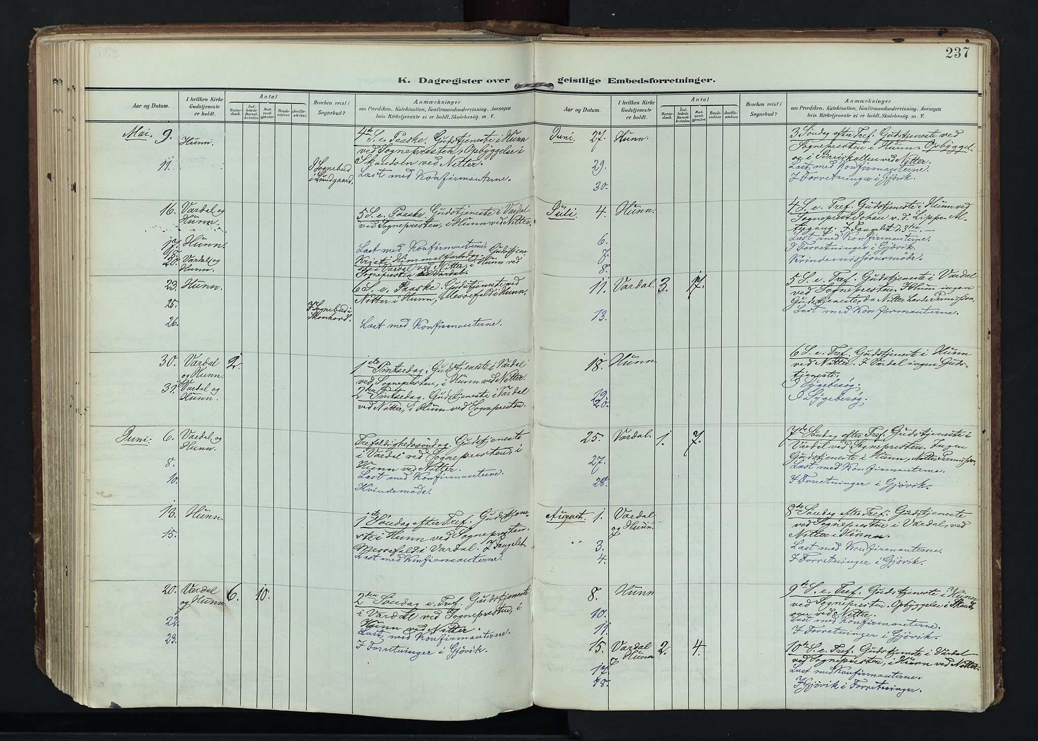 Vardal prestekontor, AV/SAH-PREST-100/H/Ha/Haa/L0020: Parish register (official) no. 20, 1907-1921, p. 237