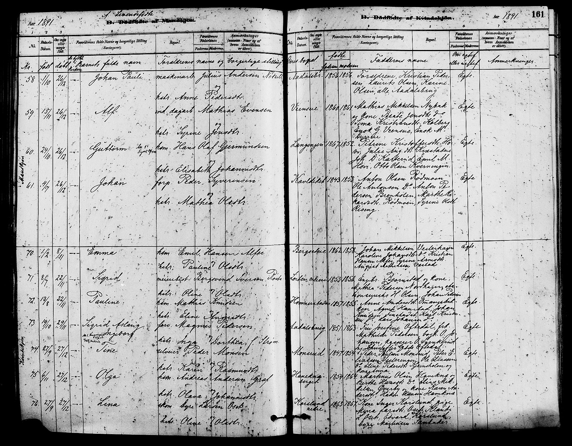 Løten prestekontor, SAH/PREST-022/K/Ka/L0009: Parish register (official) no. 9, 1878-1891, p. 161