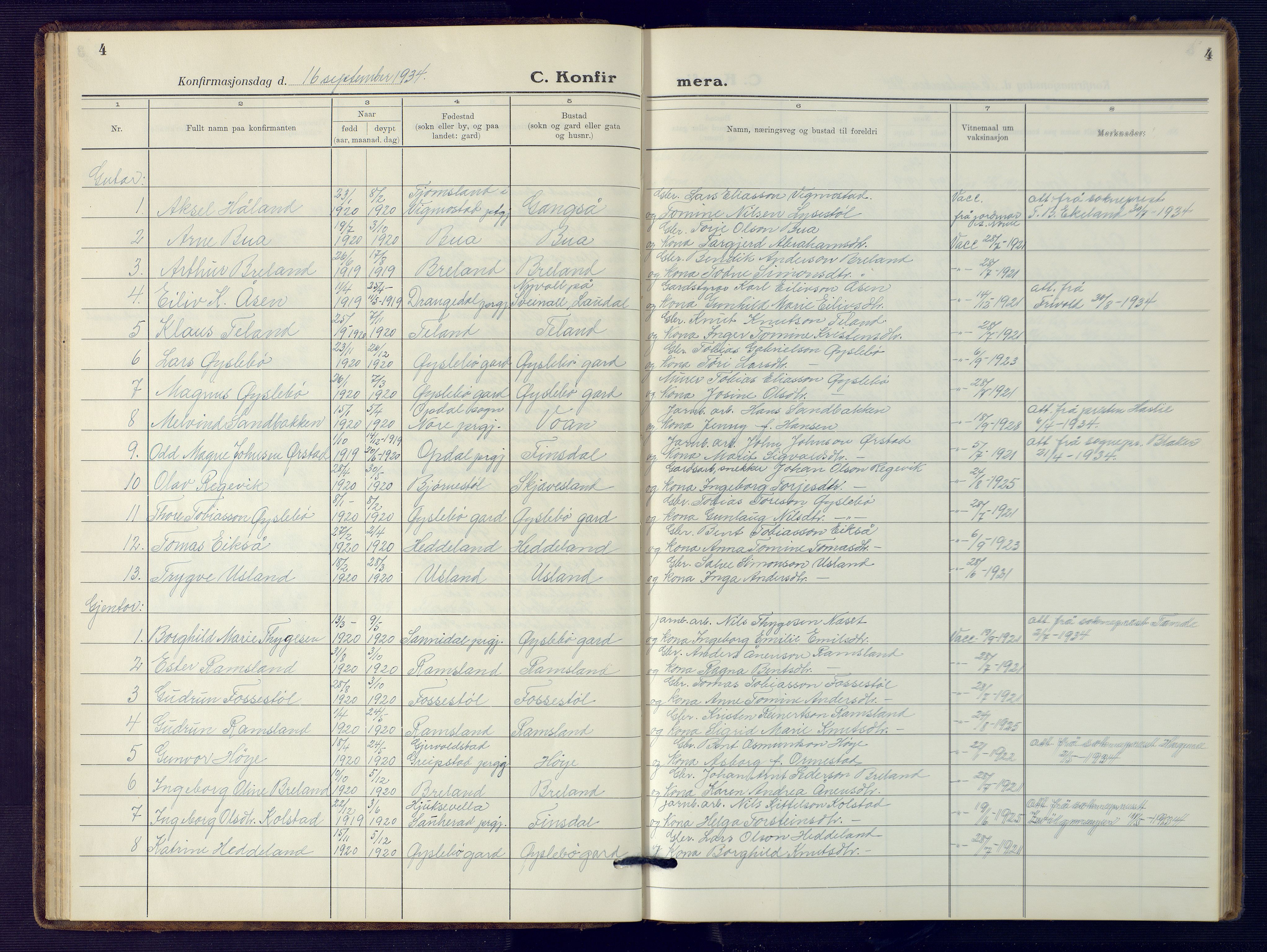 Holum sokneprestkontor, AV/SAK-1111-0022/F/Fb/Fbc/L0005: Parish register (copy) no. B 5, 1931-1945, p. 4