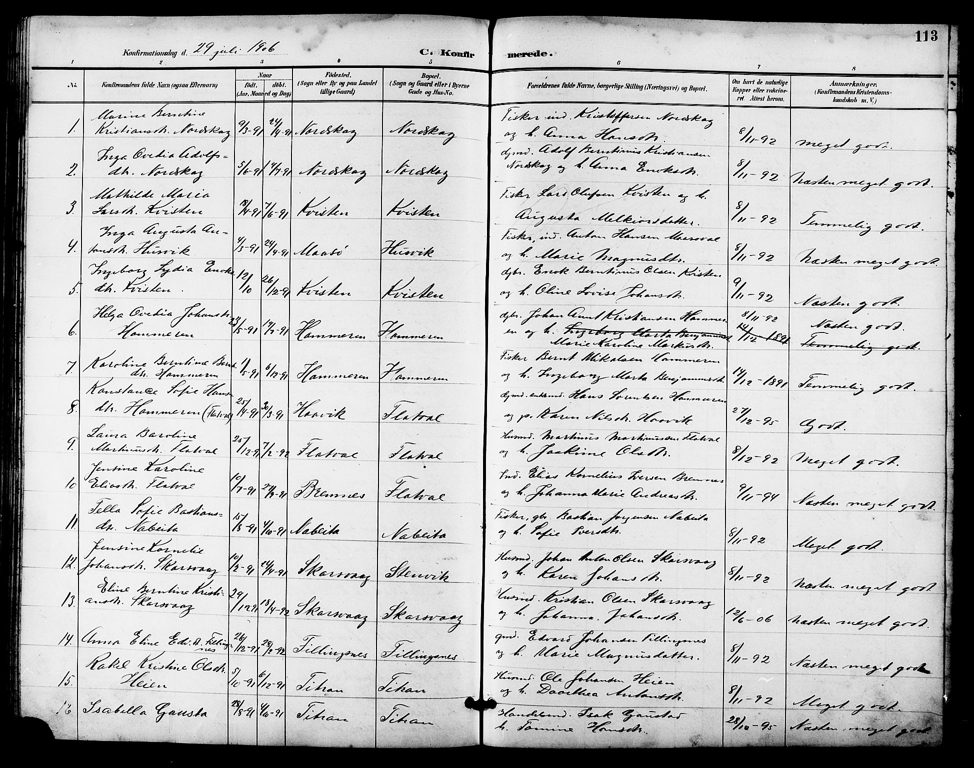 Ministerialprotokoller, klokkerbøker og fødselsregistre - Sør-Trøndelag, SAT/A-1456/641/L0598: Parish register (copy) no. 641C02, 1893-1910, p. 113