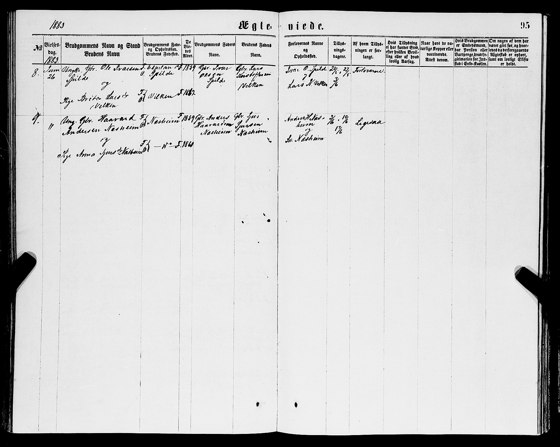 Ulvik sokneprestembete, AV/SAB-A-78801/H/Hab: Parish register (copy) no. B 2, 1869-1883, p. 95