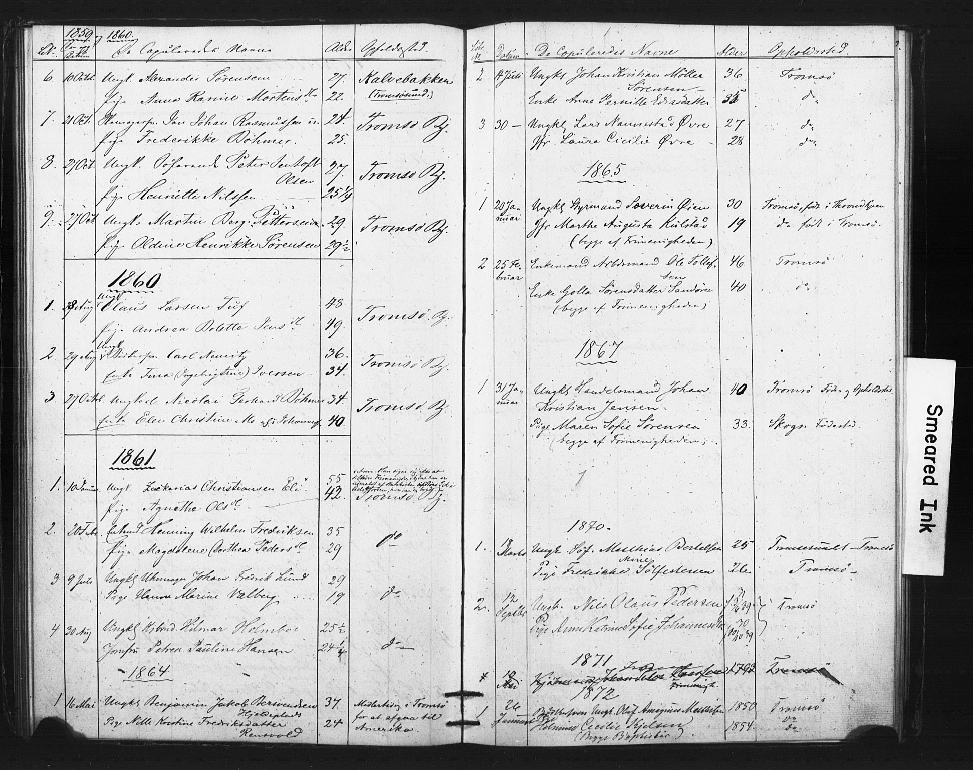 Tromsø sokneprestkontor/stiftsprosti/domprosti, SATØ/S-1343/G/Ge/L0067: Dissenter register no. 67, 1856-1882