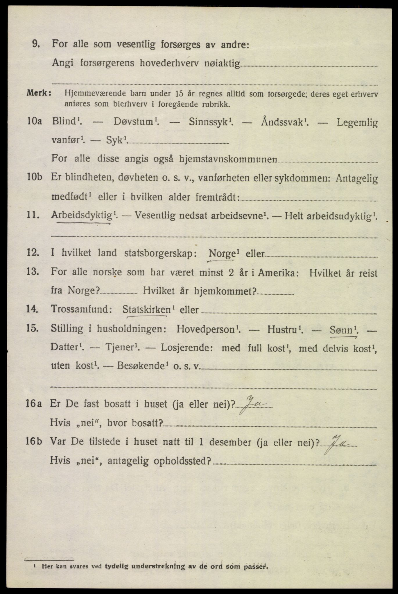 SAK, 1920 census for Randesund, 1920, p. 1085