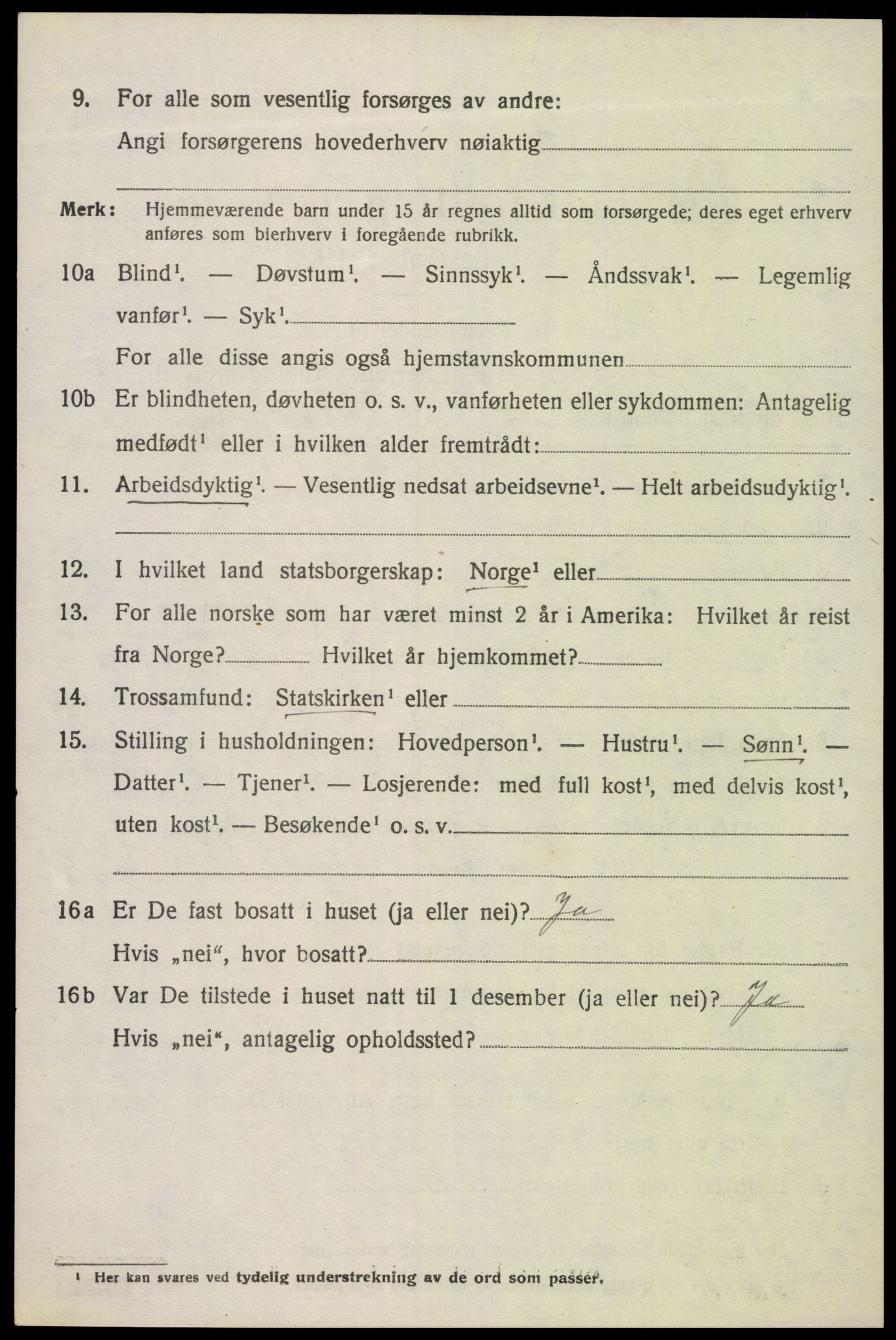 SAK, 1920 census for Randesund, 1920, p. 1085