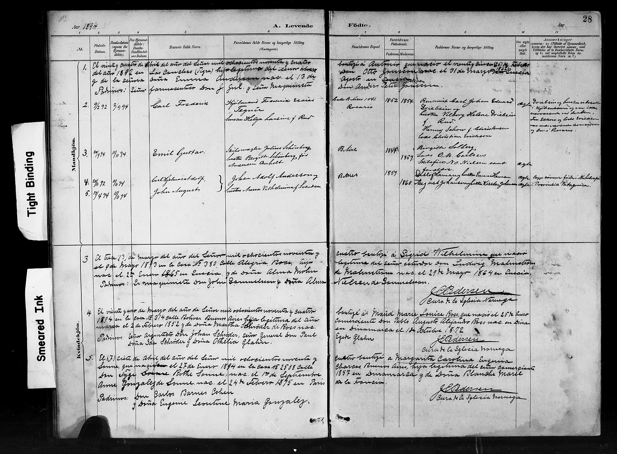 Den norske sjømannsmisjon i utlandet/Syd-Amerika (Buenos Aires m.fl.), SAB/SAB/PA-0118/H/Ha/L0001: Parish register (official) no. A 1, 1888-1898, p. 28