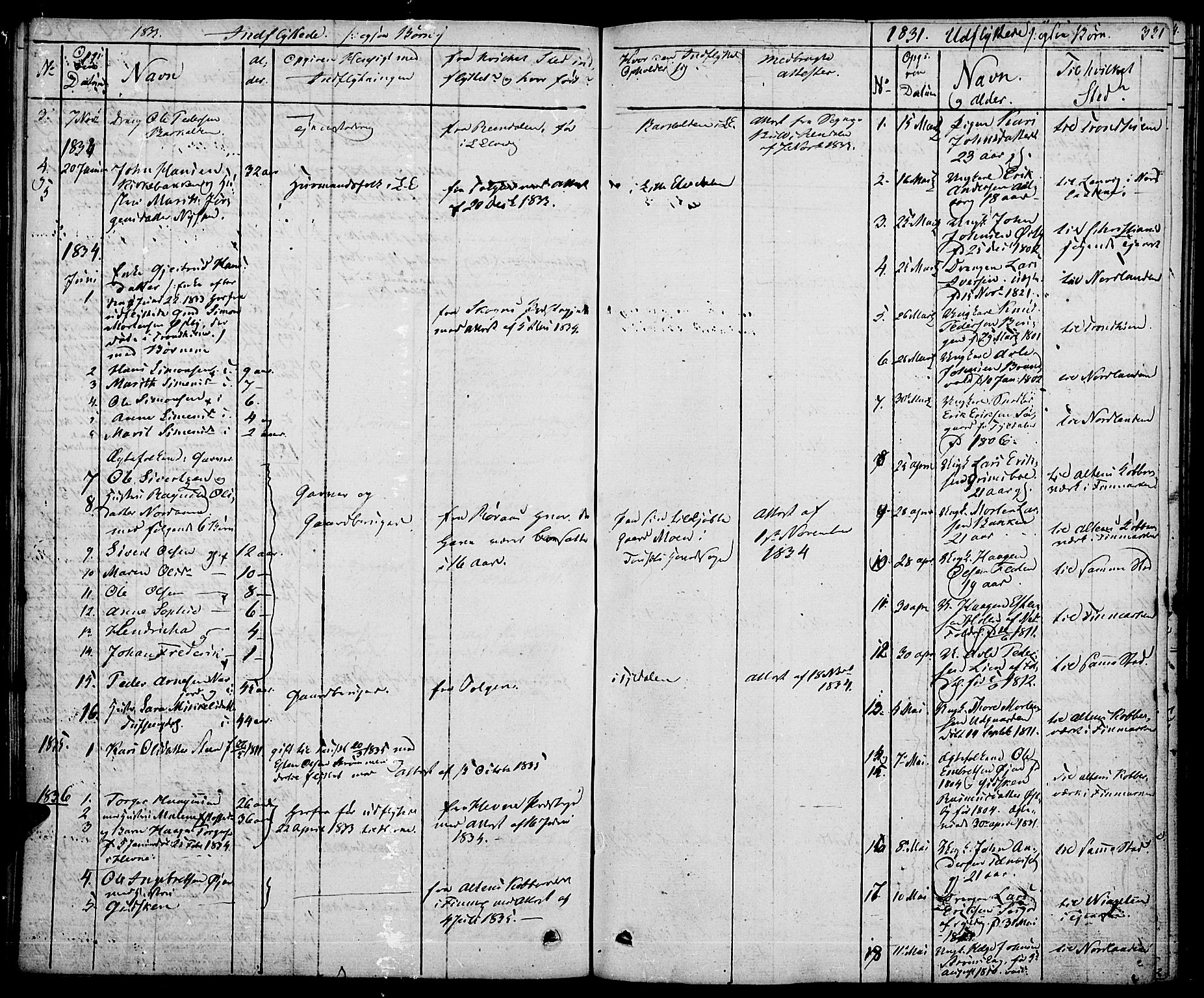 Tynset prestekontor, SAH/PREST-058/H/Ha/Haa/L0019: Parish register (official) no. 19, 1829-1847, p. 331
