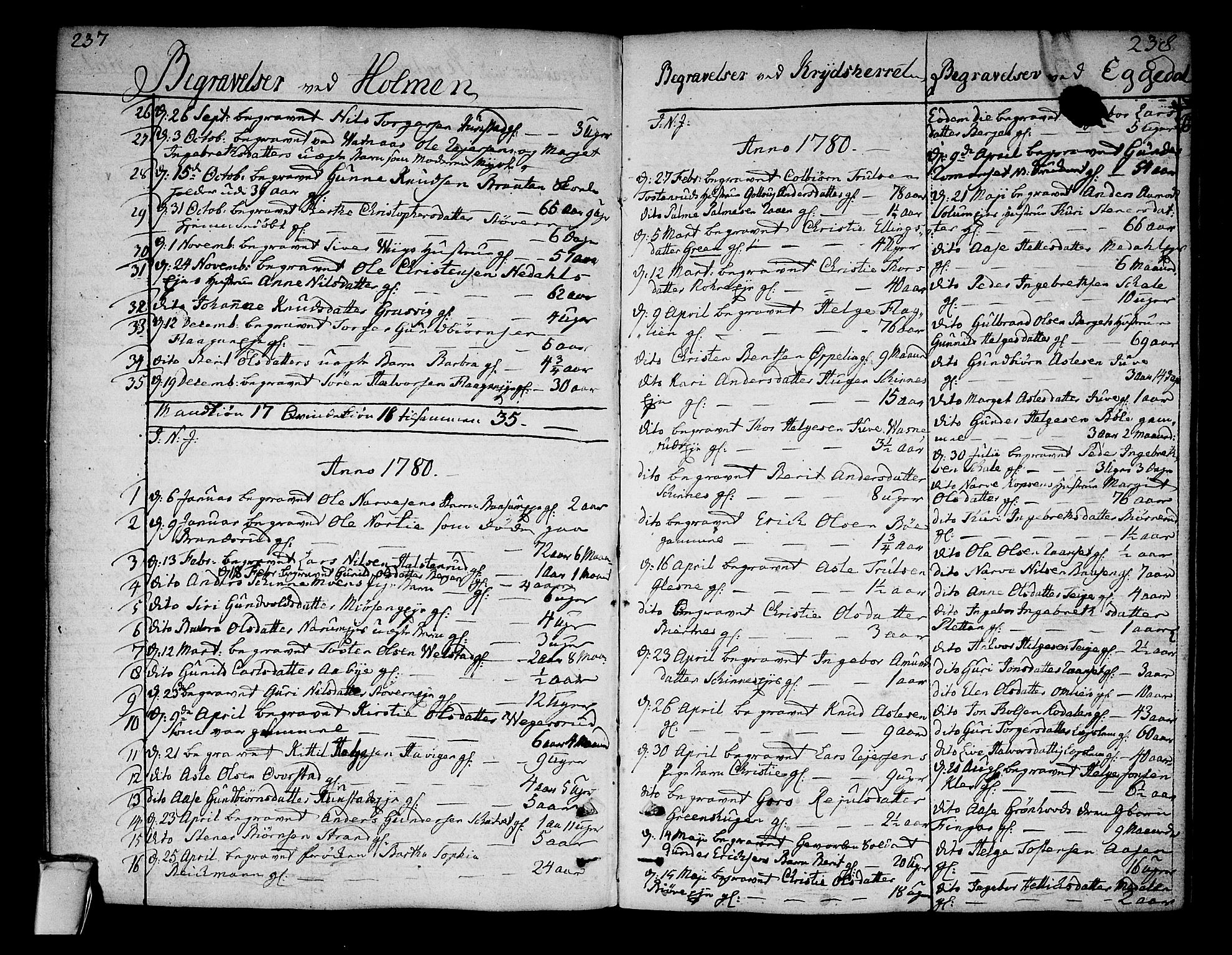 Sigdal kirkebøker, SAKO/A-245/F/Fa/L0002: Parish register (official) no. I 2, 1778-1792, p. 237-238