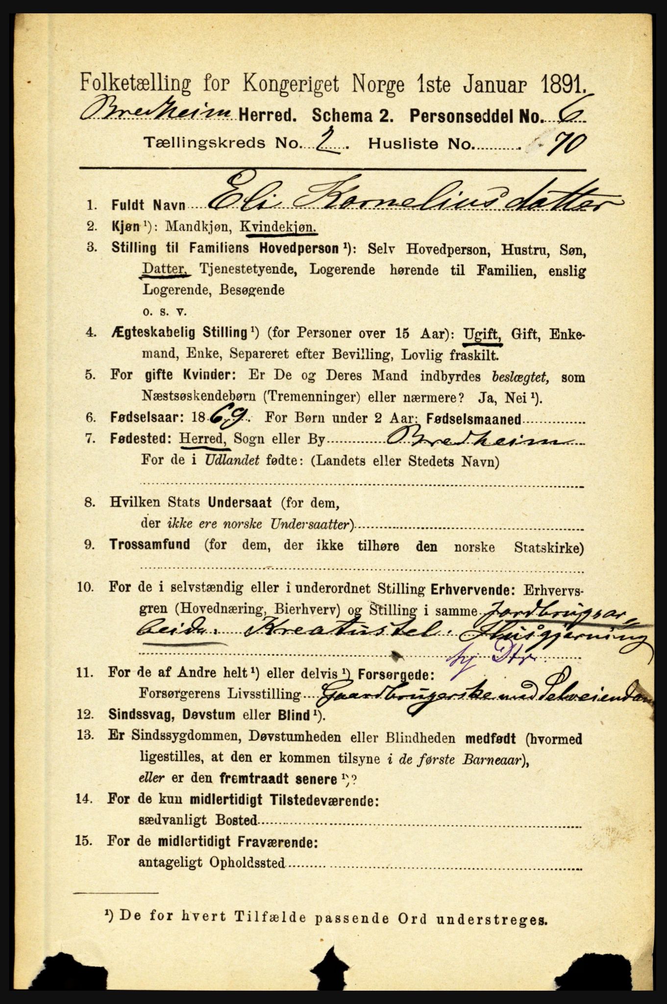 RA, 1891 census for 1446 Breim, 1891, p. 816