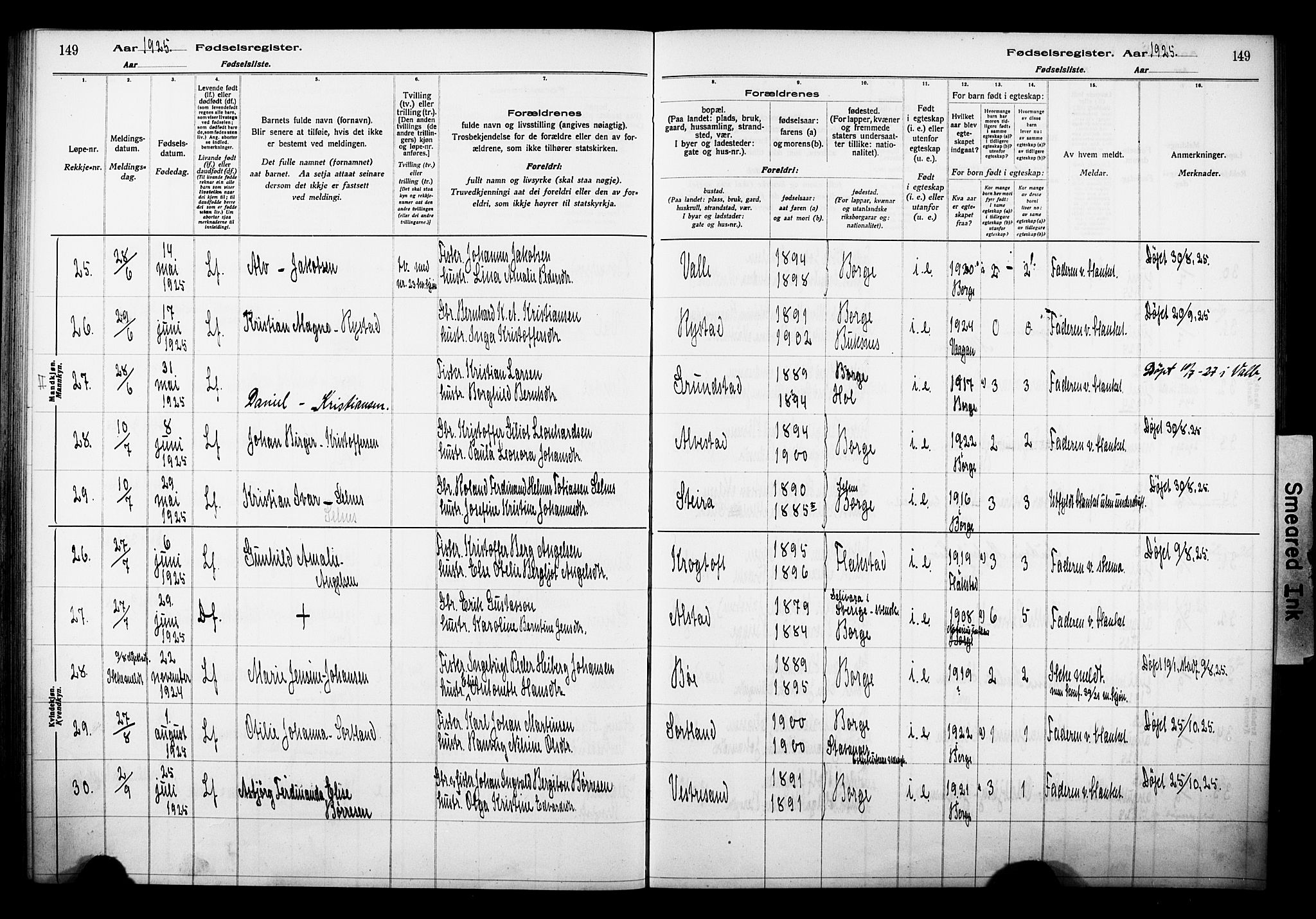 Ministerialprotokoller, klokkerbøker og fødselsregistre - Nordland, AV/SAT-A-1459/880/L1145: Birth register no. 880.II.4.1, 1916-1929, p. 149