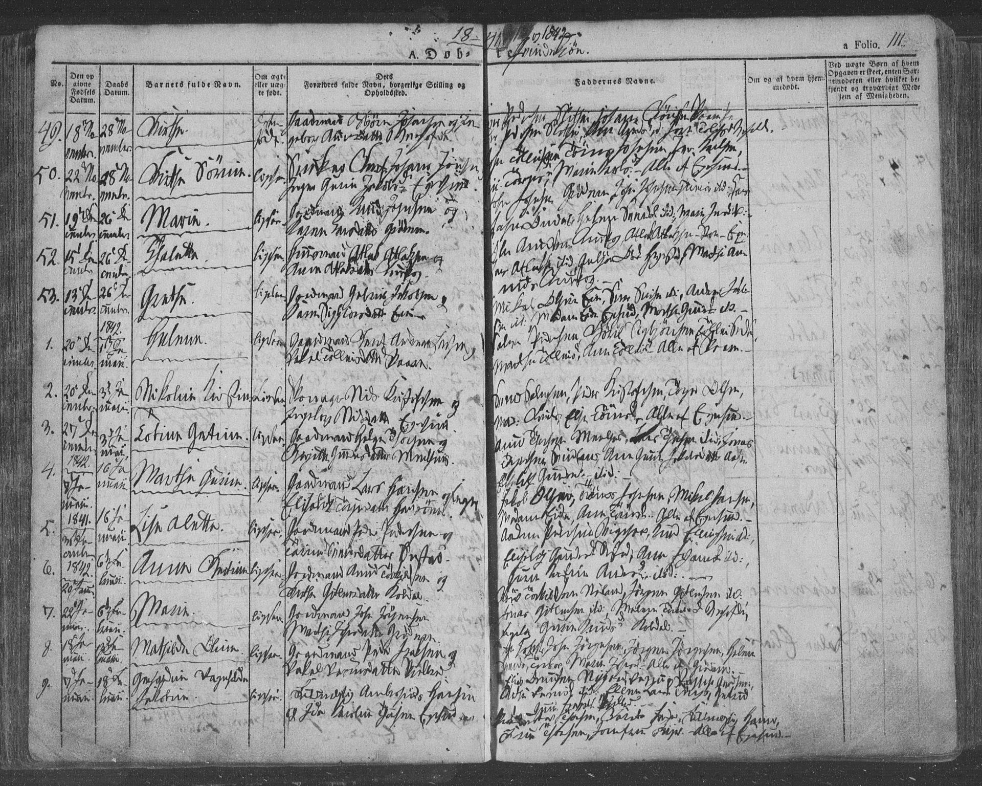 Eigersund sokneprestkontor, AV/SAST-A-101807/S08/L0009: Parish register (official) no. A 9, 1827-1850, p. 111