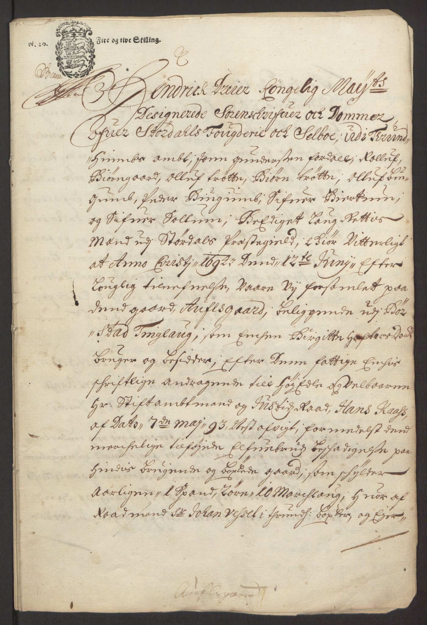 Rentekammeret inntil 1814, Reviderte regnskaper, Fogderegnskap, AV/RA-EA-4092/R62/L4187: Fogderegnskap Stjørdal og Verdal, 1695, p. 154