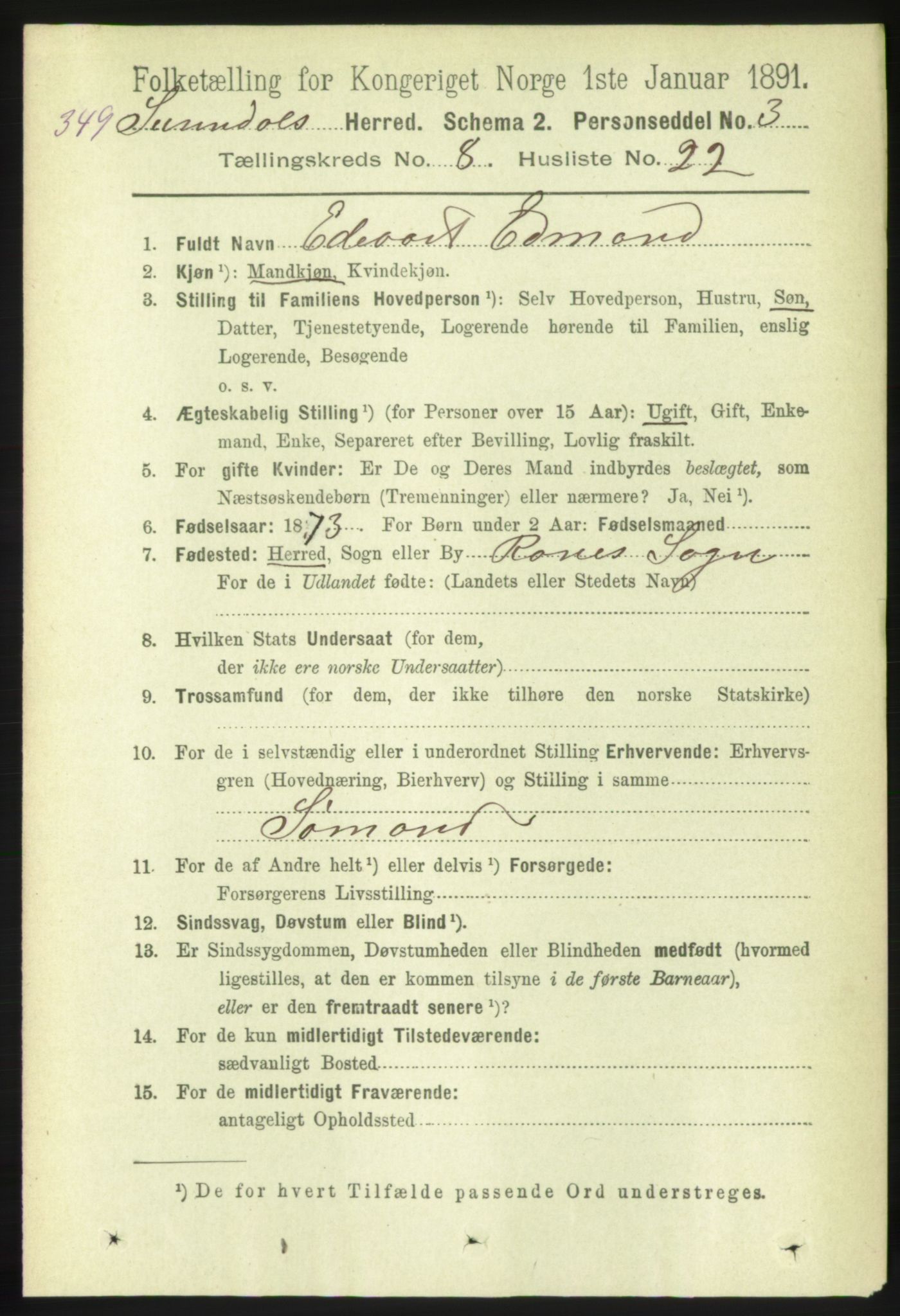 RA, 1891 census for 1566 Surnadal, 1891, p. 2211
