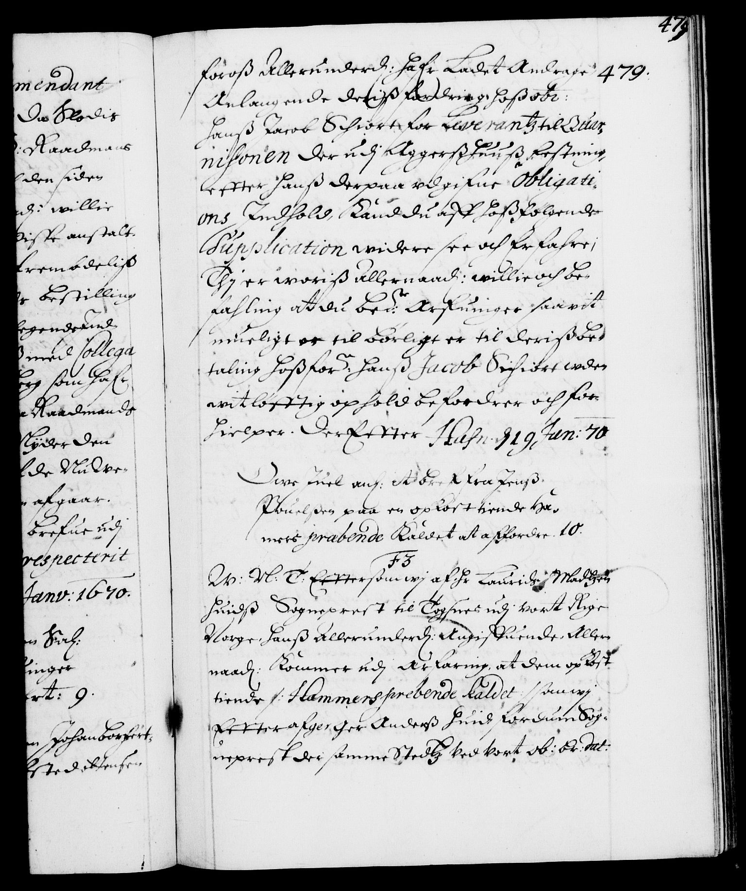 Danske Kanselli 1572-1799, AV/RA-EA-3023/F/Fc/Fca/Fcab/L0011: Norske tegnelser (mikrofilm), 1660-1670, p. 479a