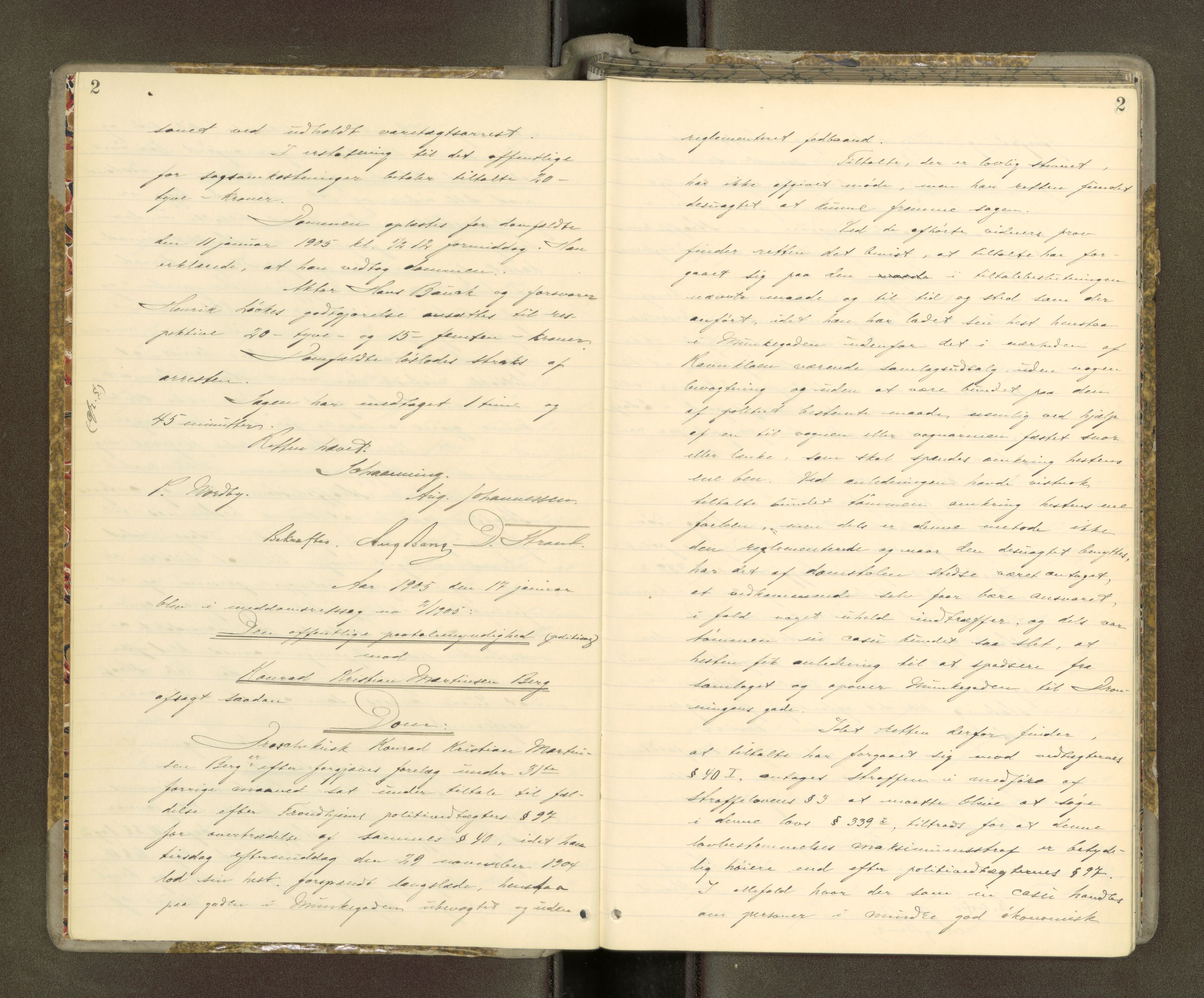 Trondheim byfogd, AV/SAT-A-0003/1/1/1Db/L0001: Domsprot. Meddomsrett - 11.01-18.05, 1905-1906, p. 2