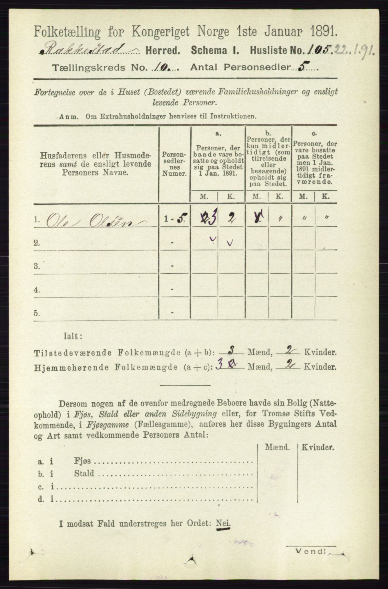 RA, 1891 census for 0128 Rakkestad, 1891, p. 4431