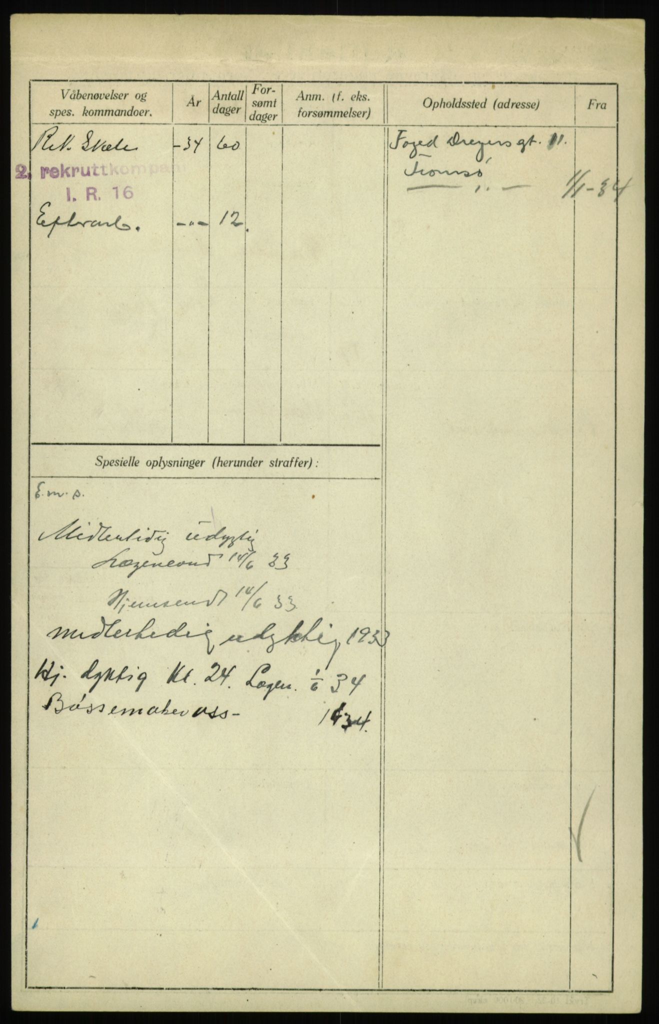 Forsvaret, Troms infanteriregiment nr. 16, AV/RA-RAFA-3146/P/Pa/L0017: Rulleblad for regimentets menige mannskaper, årsklasse 1933, 1933, p. 368