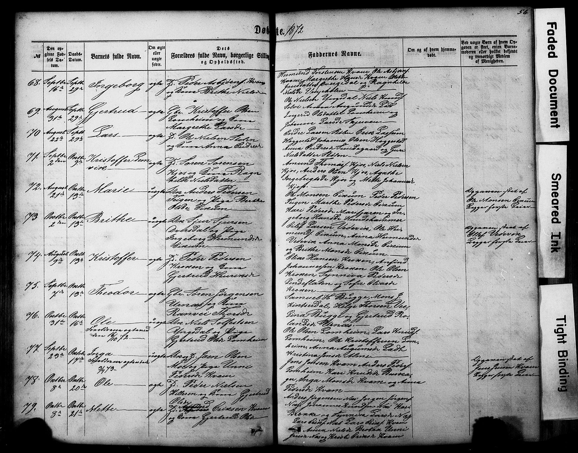 Hafslo sokneprestembete, SAB/A-80301/H/Hab/Haba/L0001: Parish register (copy) no. A 1, 1866-1908, p. 56