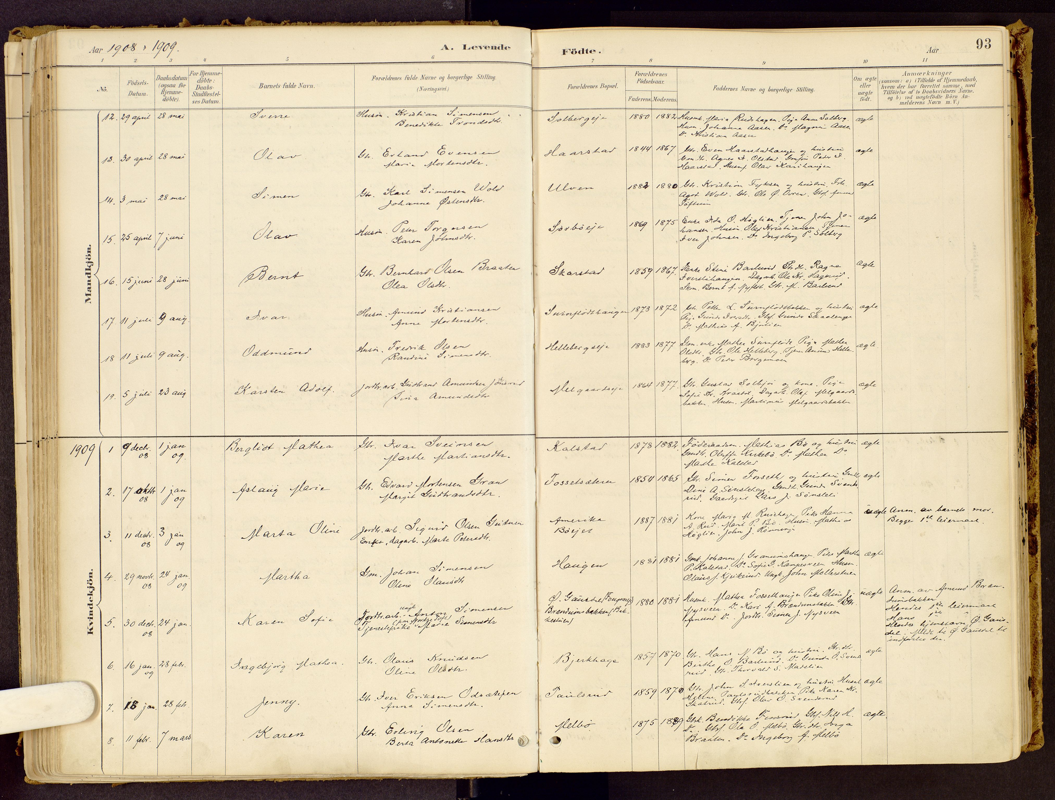 Vestre Gausdal prestekontor, AV/SAH-PREST-094/H/Ha/Haa/L0001: Parish register (official) no. 1, 1887-1914, p. 93