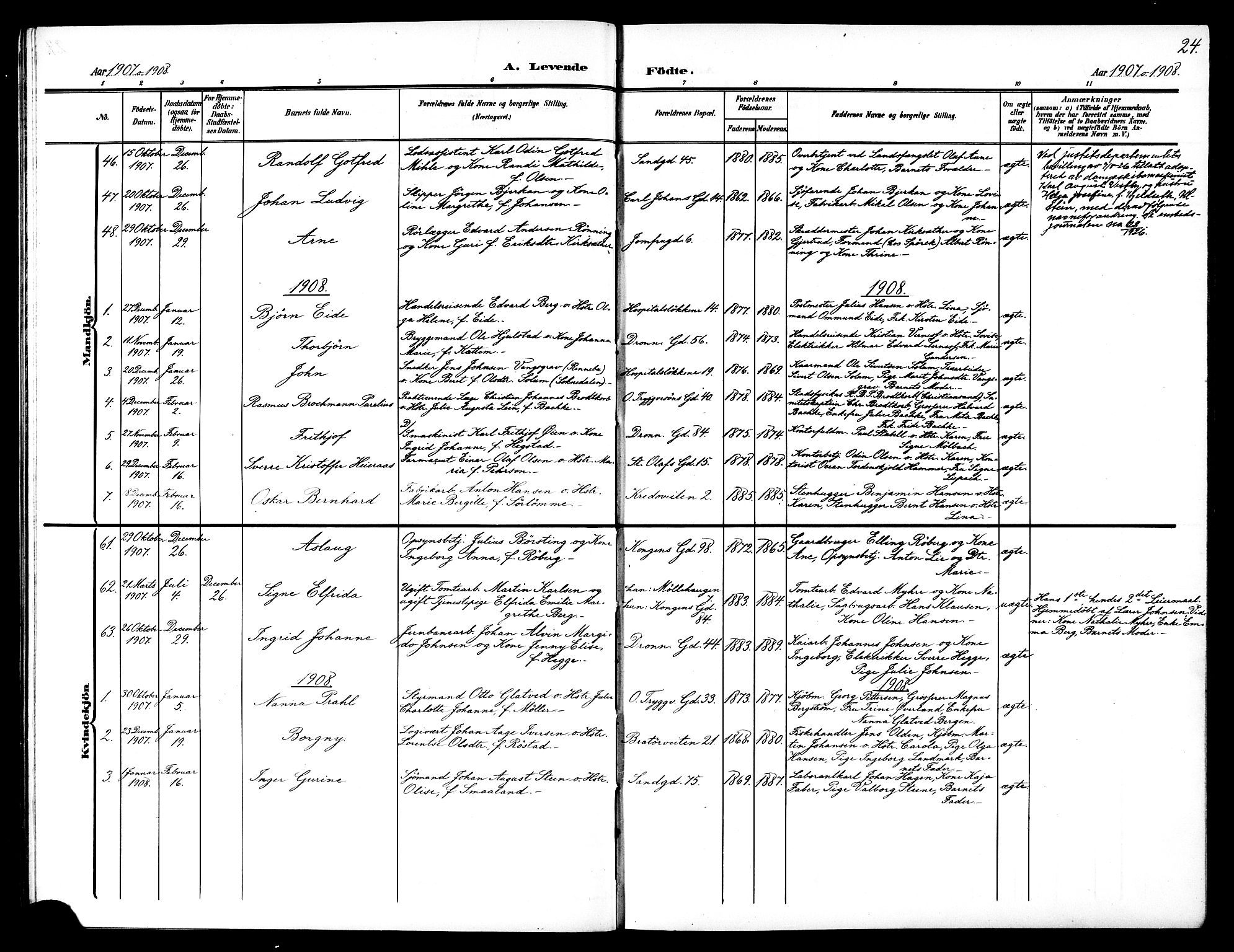 Ministerialprotokoller, klokkerbøker og fødselsregistre - Sør-Trøndelag, SAT/A-1456/602/L0146: Parish register (copy) no. 602C14, 1904-1914, p. 24