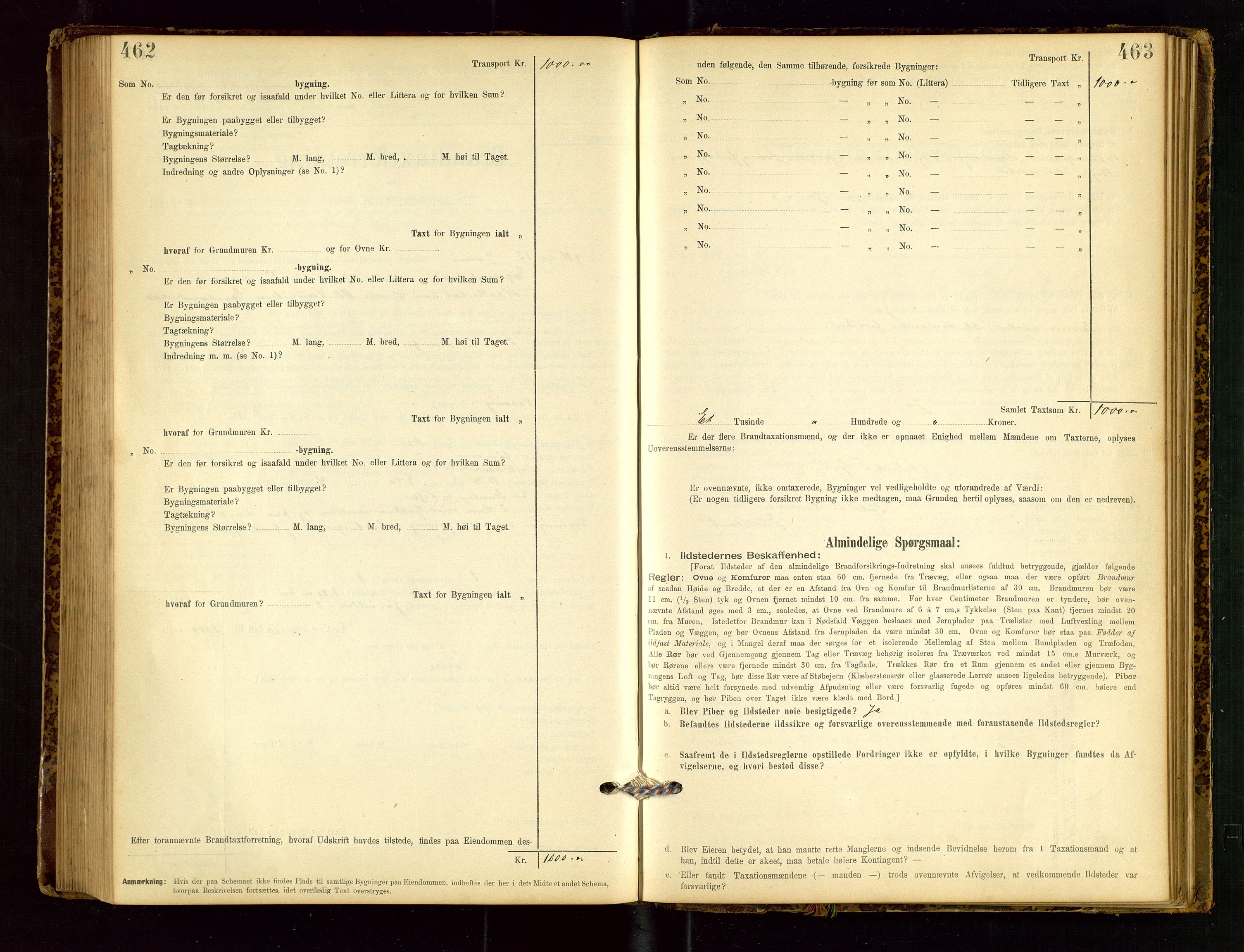 Heskestad lensmannskontor, SAST/A-100304/Gob/L0001: "Brandtaxationsprotokol", 1894-1915, p. 462-463